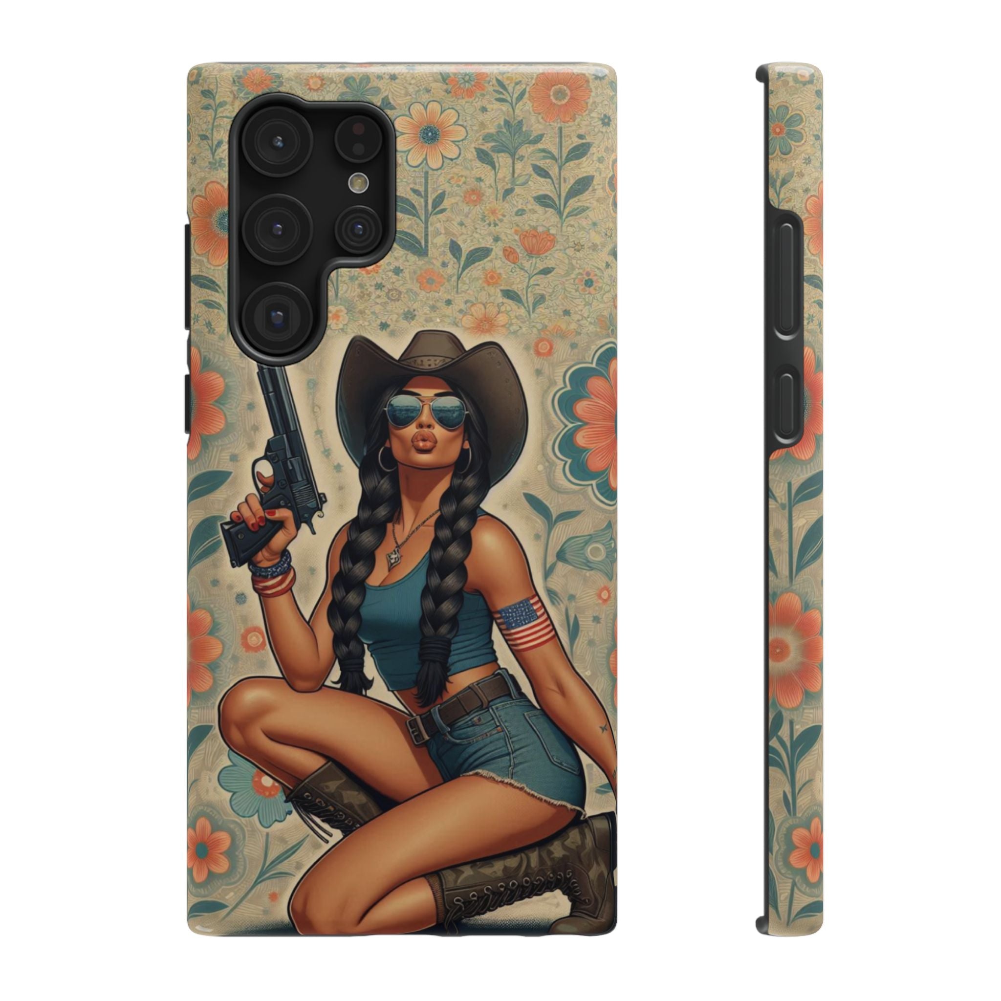 Americana 9mm Pinup Girl - Impact‑Resistant Phone Case   Samsung Galaxy Series S22 / S22+ / S22 Ultra - S25 / S25+ / S25 Ultra