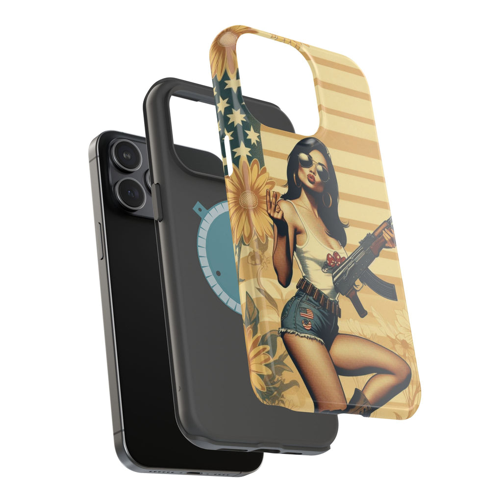 Americana AK-47 Pinup Girl - Magnetic Impact‑Resistant Phone Case  iPhone 13-17 / Samsung S26  MagSafe Compatible