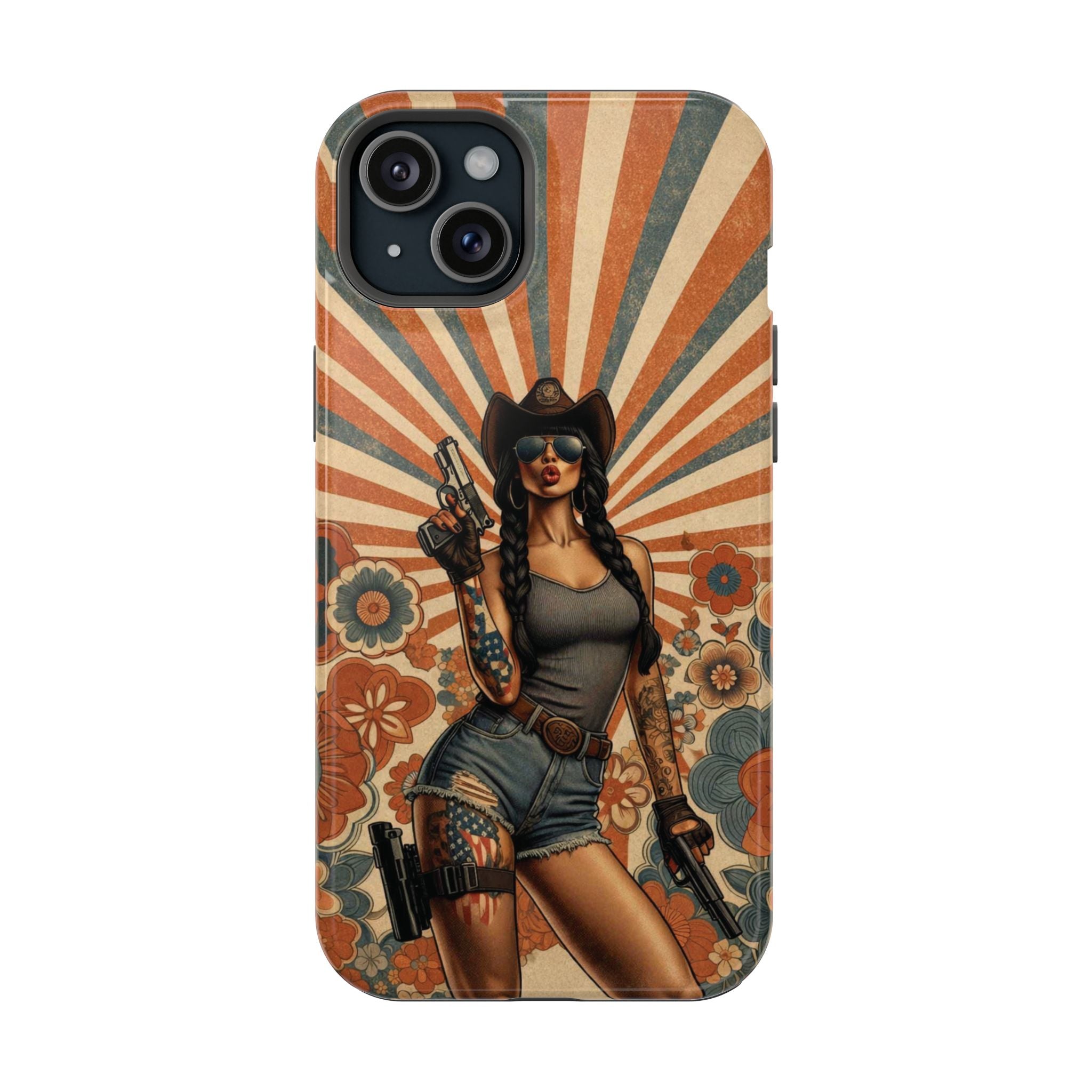 Americana 9mm Pinup Girl - Magnetic Impact‑Resistant Phone Case  iPhone 13-17 / Samsung S26  MagSafe Compatible