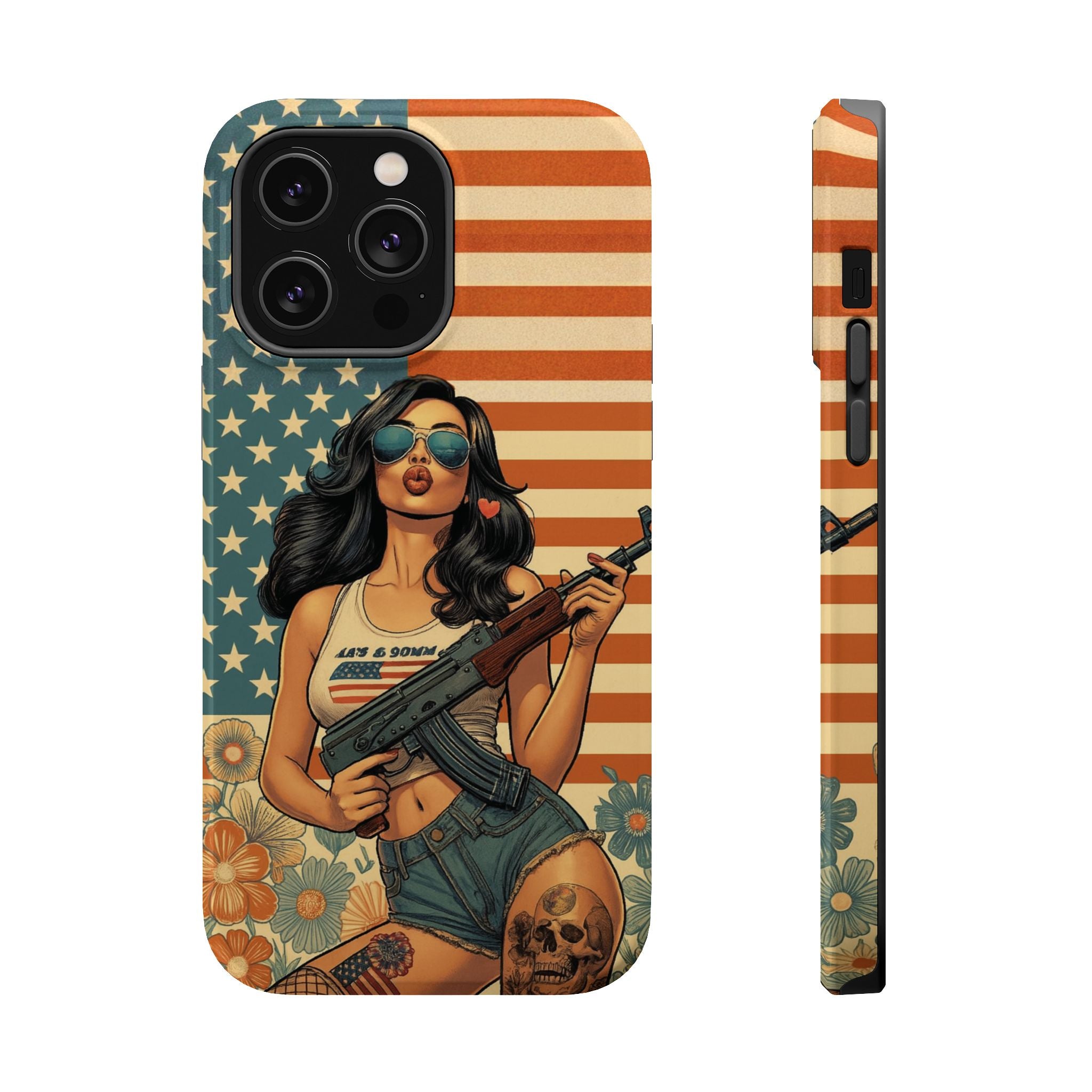 Americana AK-47 Pinup Girl - Magnetic Impact‑Resistant Phone Case  iPhone 13-17 / Samsung S26  MagSafe Compatible