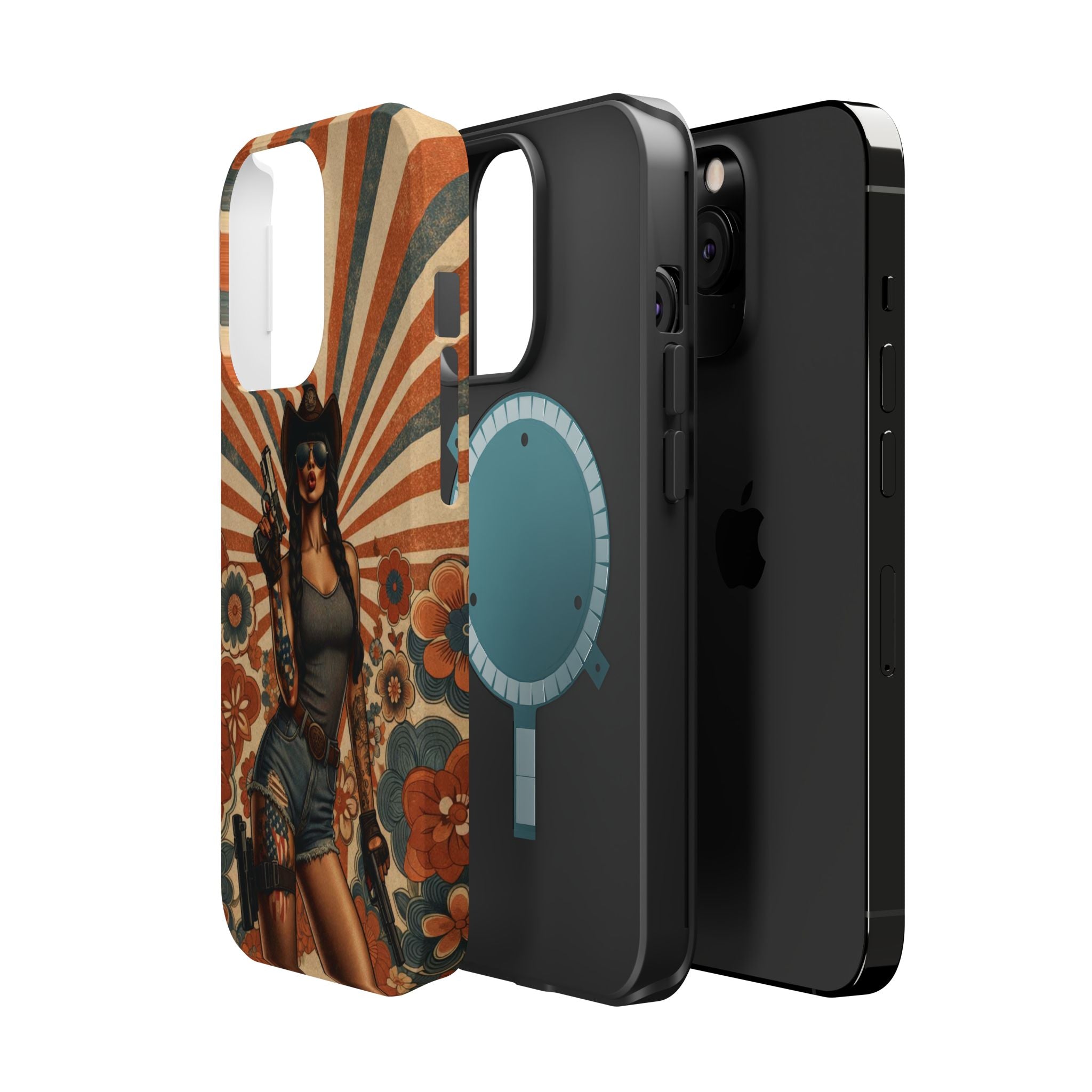 Americana 9mm Pinup Girl - Magnetic Impact‑Resistant Phone Case  iPhone 13-17 / Samsung S26  MagSafe Compatible
