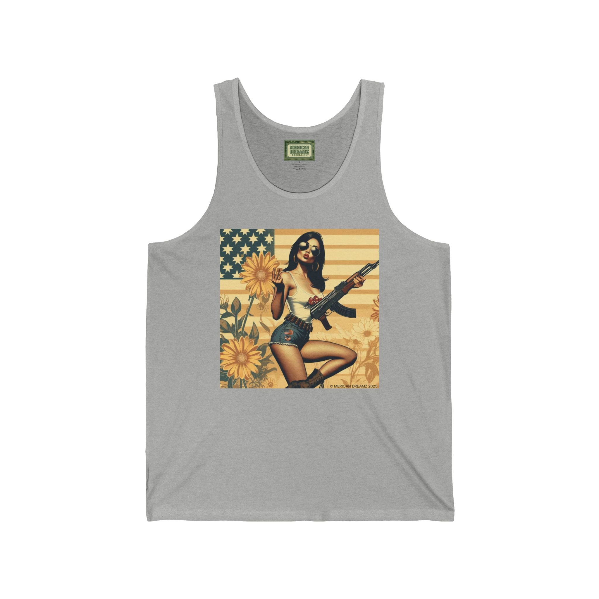 Patriotic Pin-Up Tank Top — Vintage American Flag Girl Graphic
