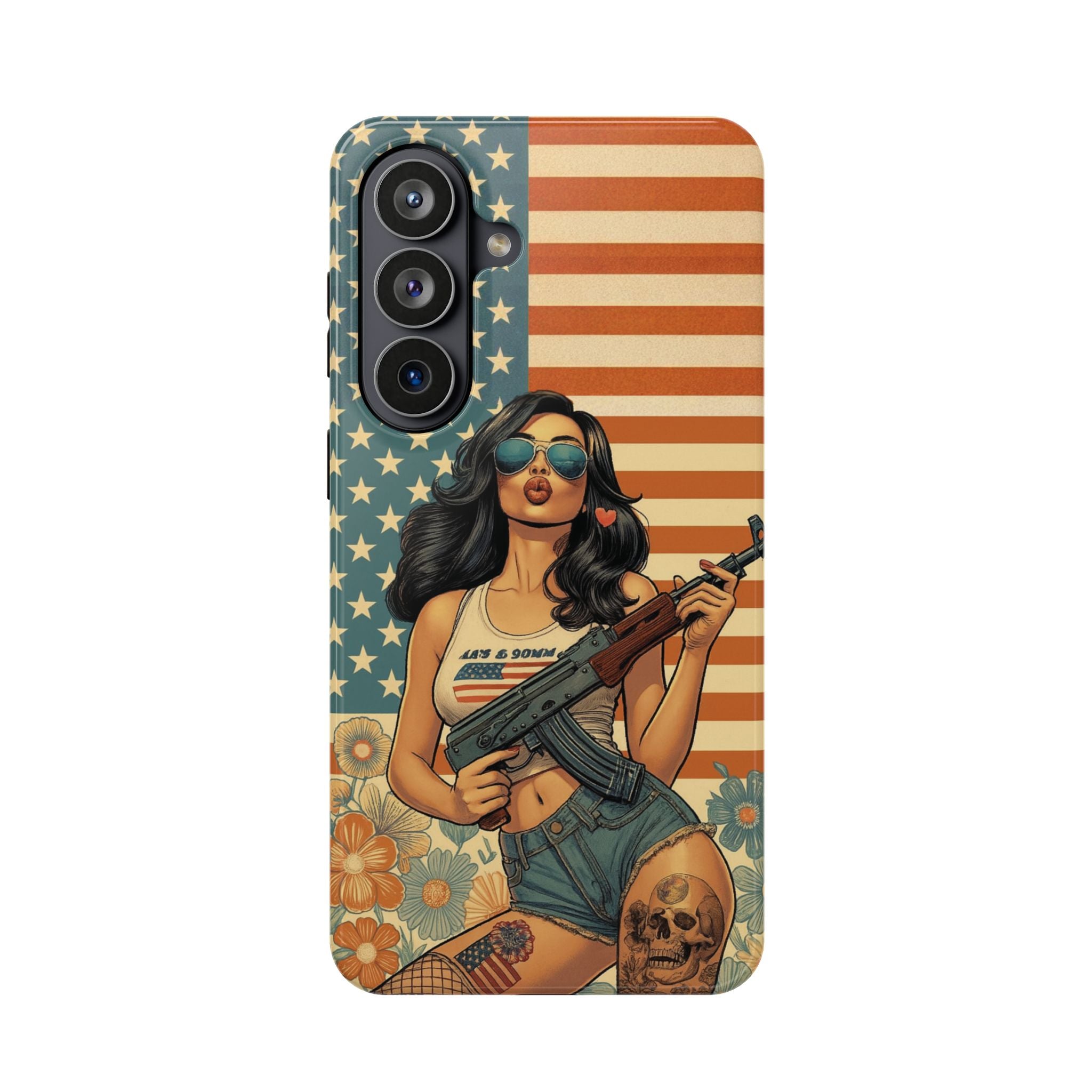 Americana AK-47 Pinup Girl - Magnetic Impact‑Resistant Phone Case  iPhone 13-17 / Samsung S26  MagSafe Compatible