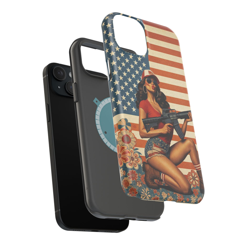 Americana AR-15 Pinup Girl - Magnetic Impact‑Resistant Phone Case  iPhone 13-17 / Samsung S26  MagSafe Compatible