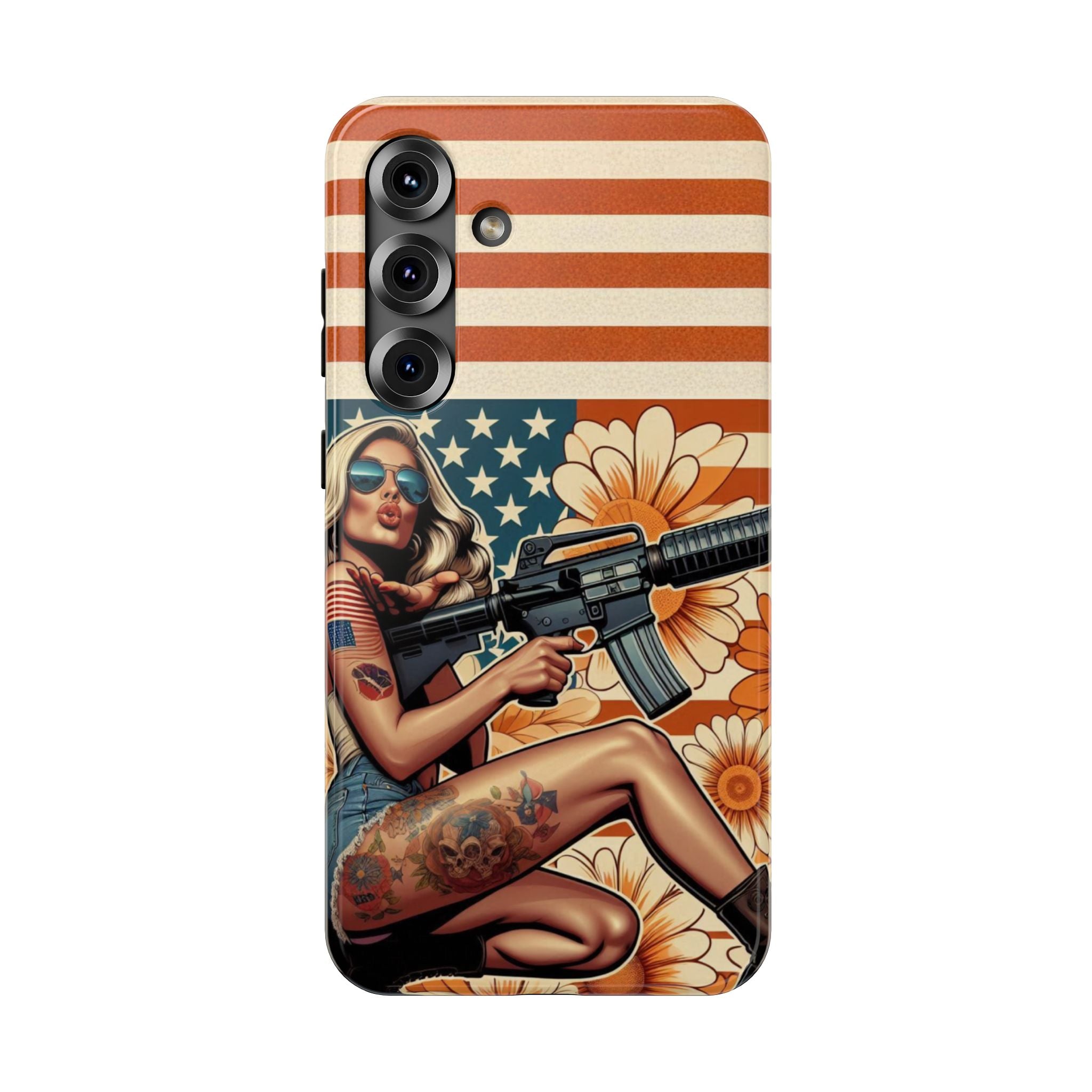 Americana AR-15 Pinup Girl - Impact‑Resistant Phone Case   Samsung Galaxy Series S22 / S22+ / S22 Ultra - S25 / S25+ / S25 Ultra