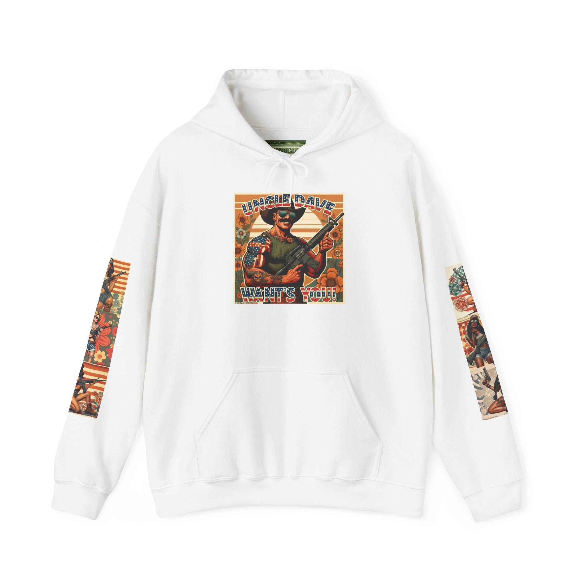 Patriotic 'Uncle Dave Wants You' Hoodie — Gunslinger Girls Rifle Retro Illustration (US Only)