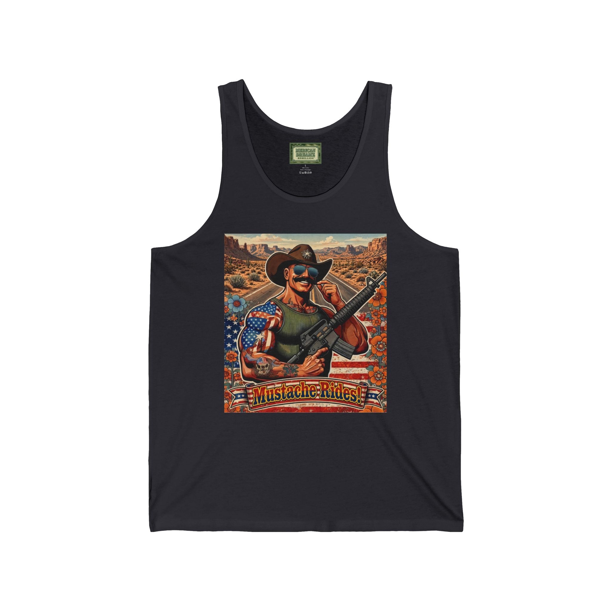 MERICAN UNCLE - Graphic Tank Top - Mustache Rides - 1