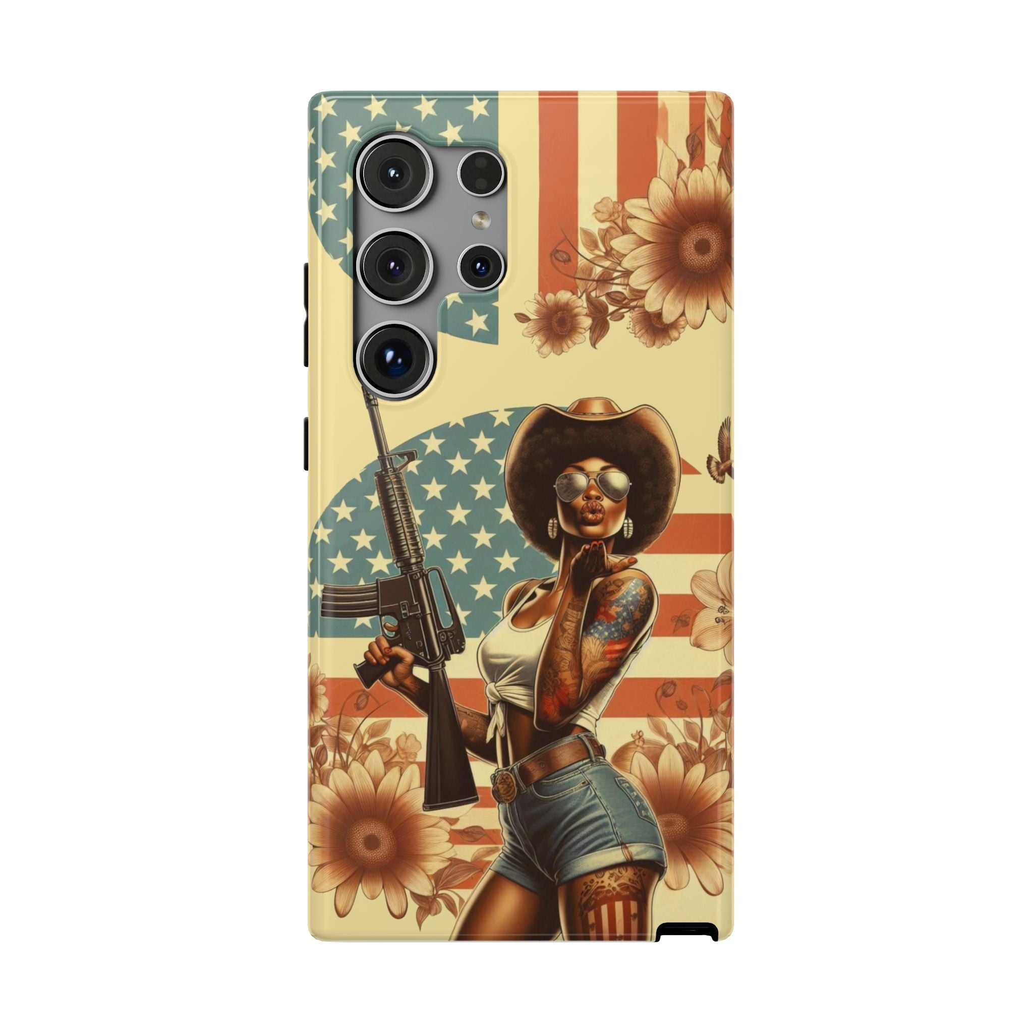Americana AR-15 Pinup Girl - Impact‑Resistant Phone Case Samsung Galaxy Series S22 / S22+ / S22 Ultra - S25 / S25+ / S25 Ultra
