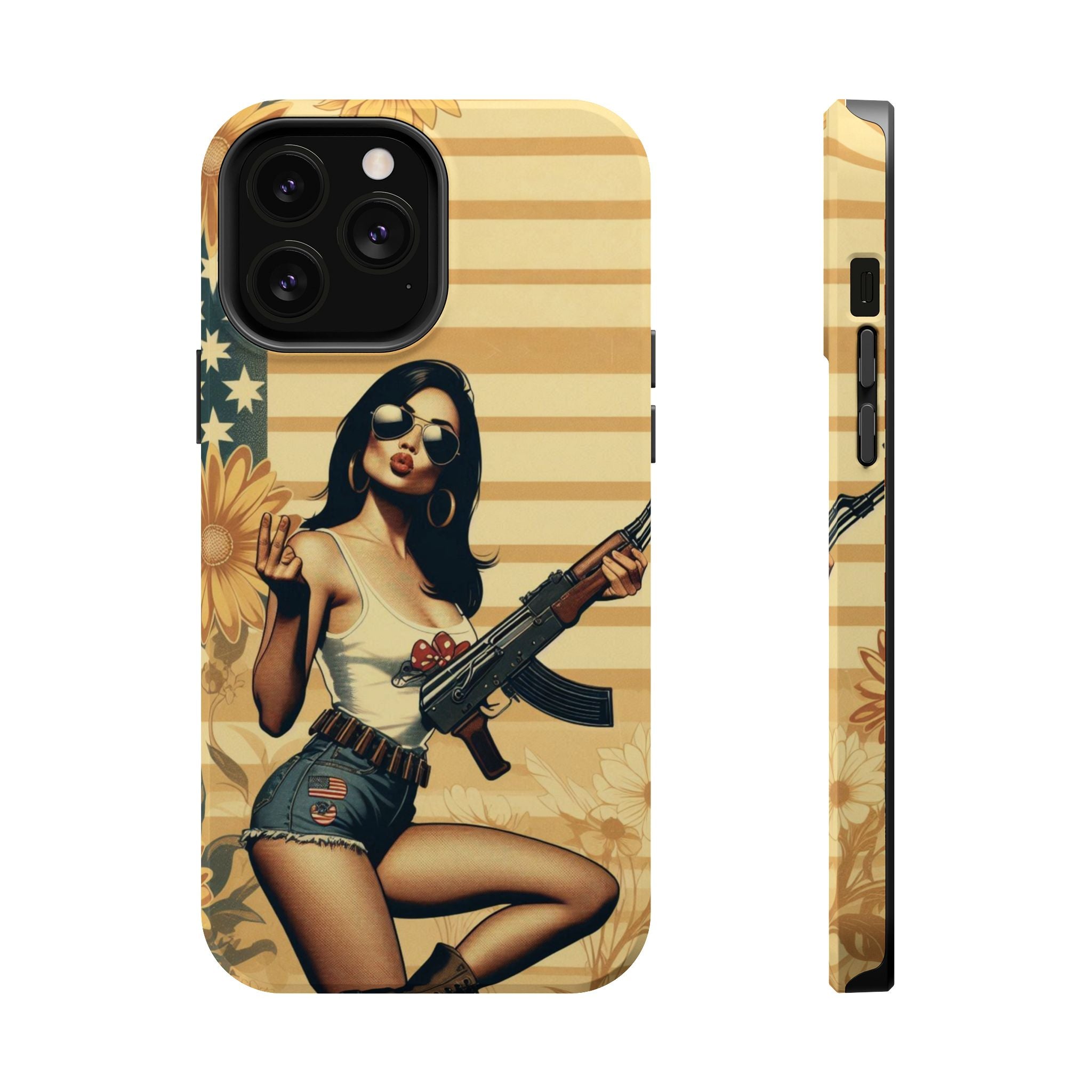 Americana AK-47 Pinup Girl - Magnetic Impact‑Resistant Phone Case  iPhone 13-17 / Samsung S26  MagSafe Compatible