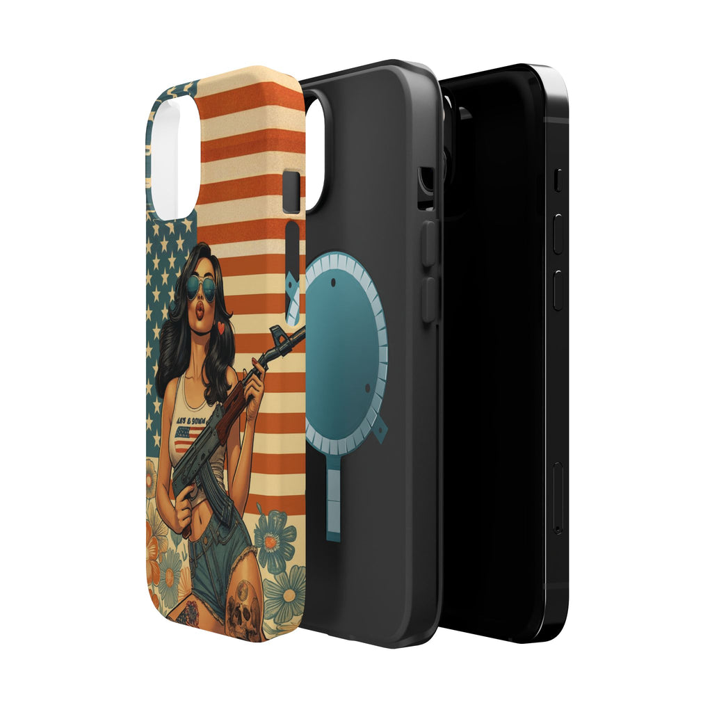 Americana AK-47 Pinup Girl - Magnetic Impact‑Resistant Phone Case  iPhone 13-17 / Samsung S26  MagSafe Compatible