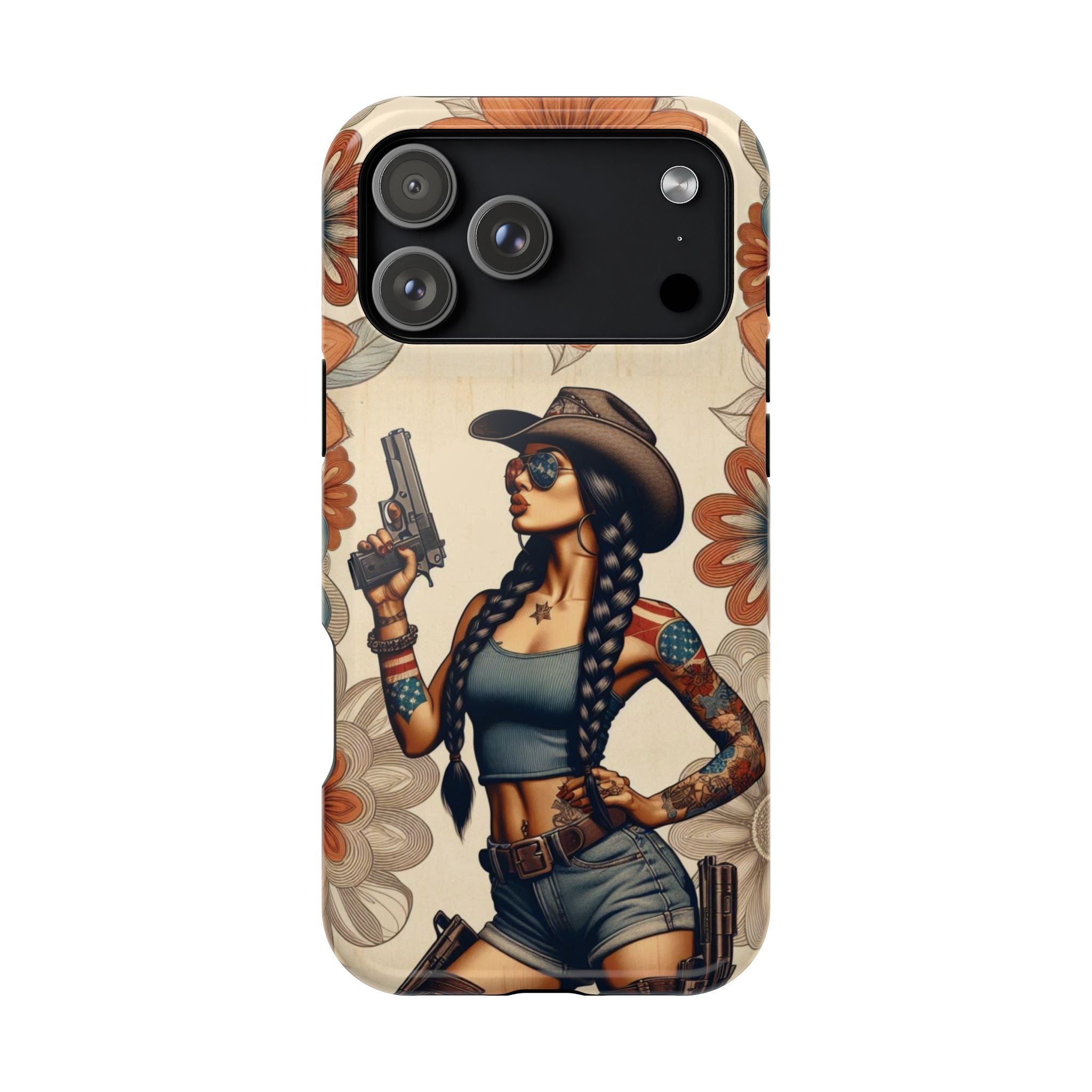 Americana 9mm Pinup Girl - Magnetic Impact‑Resistant Phone Case  iPhone 13-17 / Samsung S26  MagSafe Compatible
