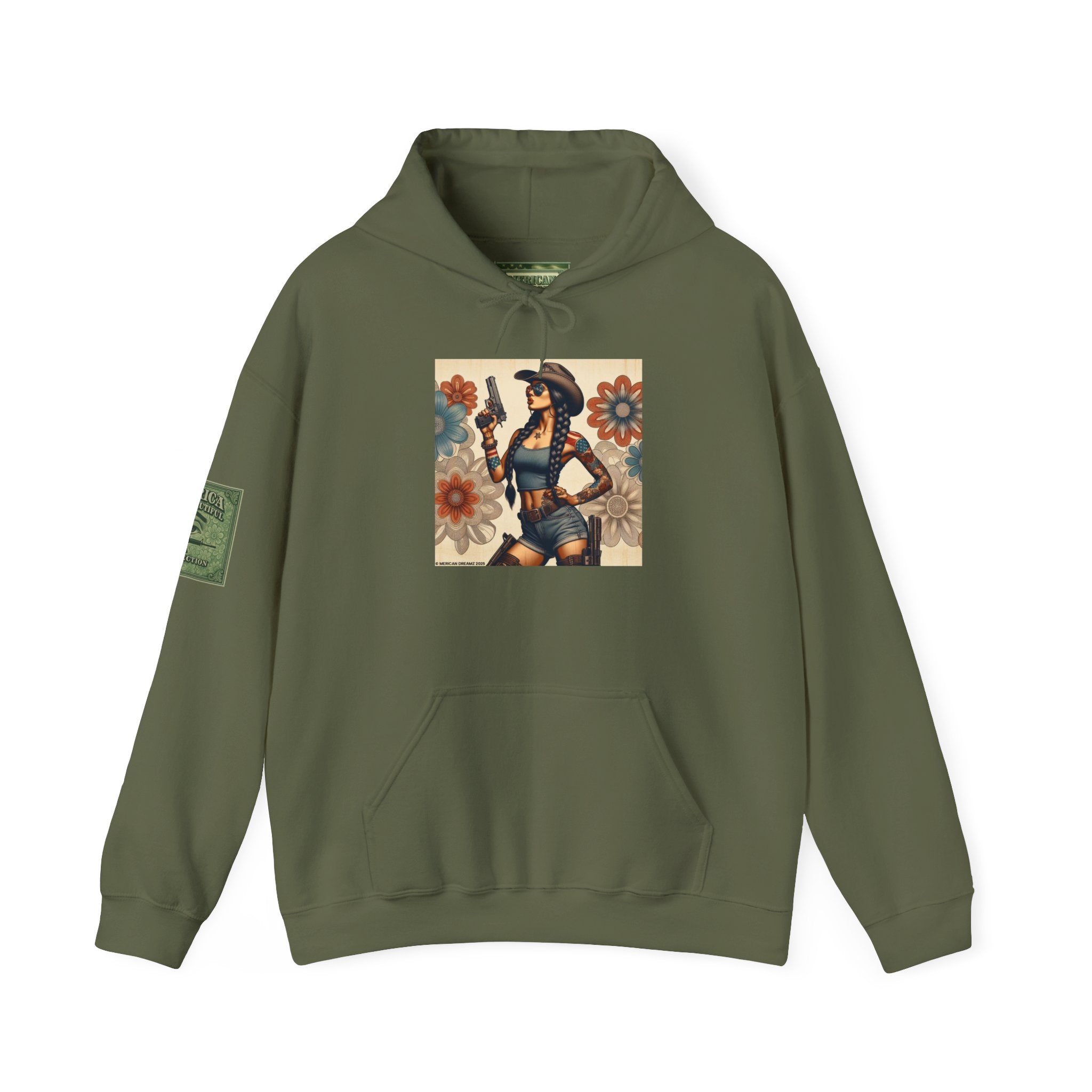 Retro Americana Pinup Gunslinger Hoodie — Vintage Pinup Girls Pullover