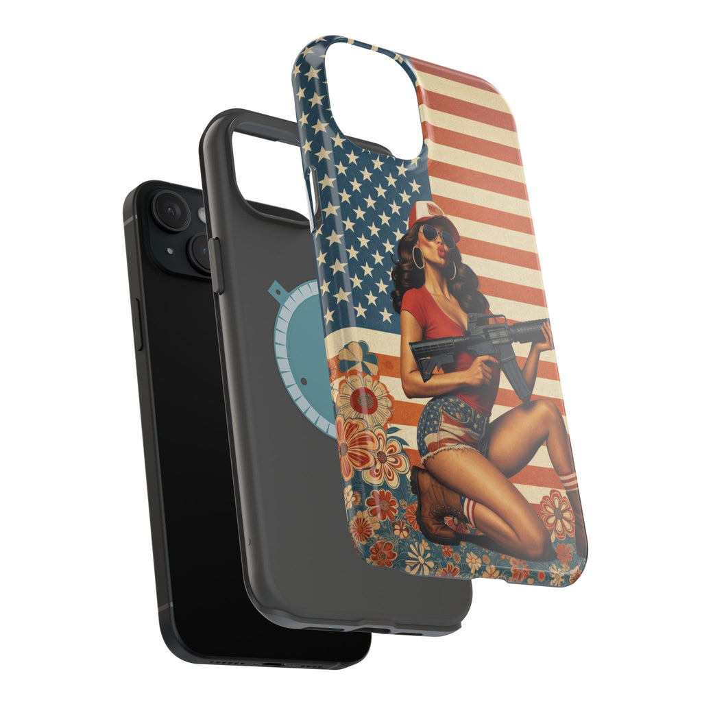 Americana AR-15 Pinup Girl - Magnetic Impact‑Resistant Phone Case  iPhone 13-17 / Samsung S26  MagSafe Compatible