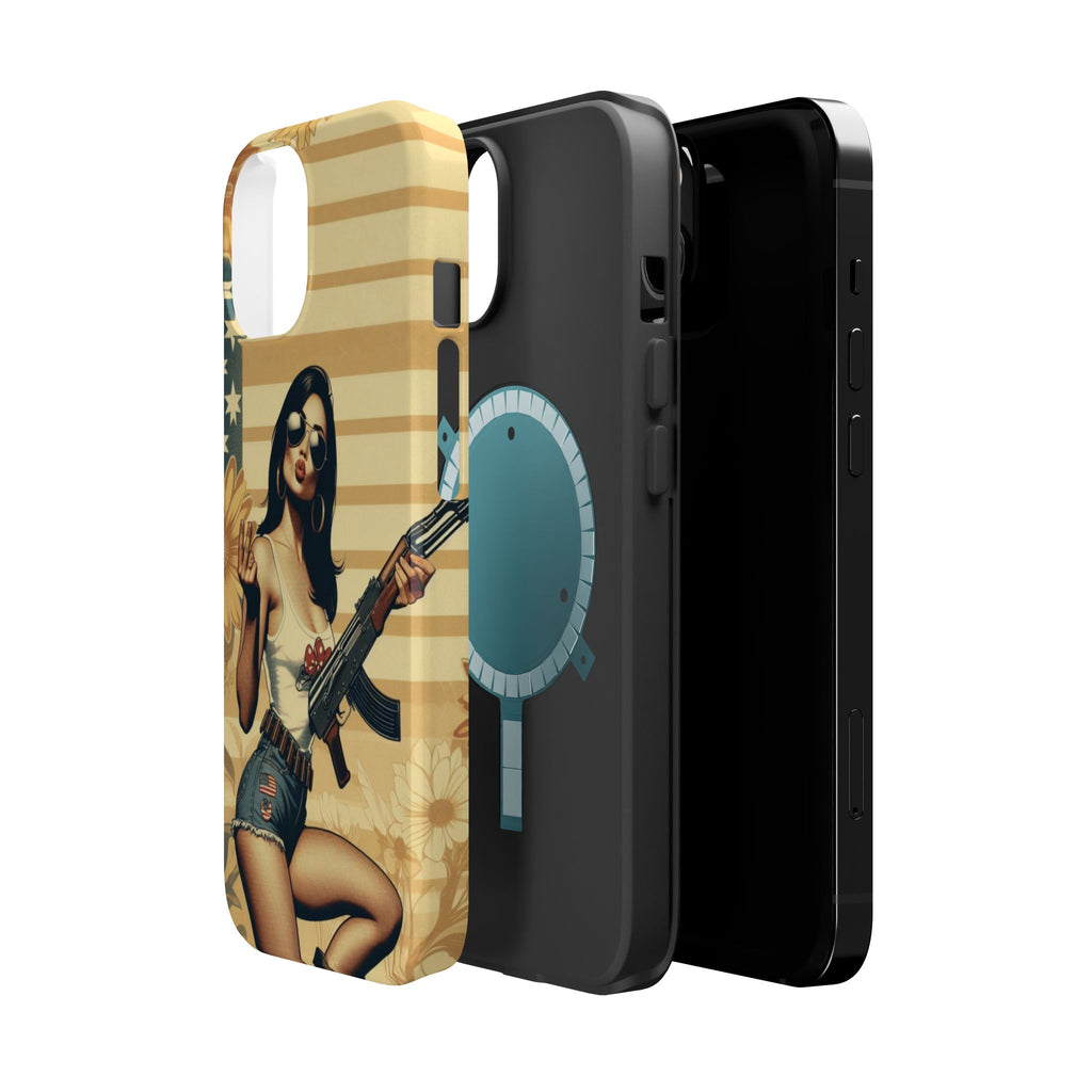 Americana AK-47 Pinup Girl - Magnetic Impact‑Resistant Phone Case  iPhone 13-17 / Samsung S26  MagSafe Compatible