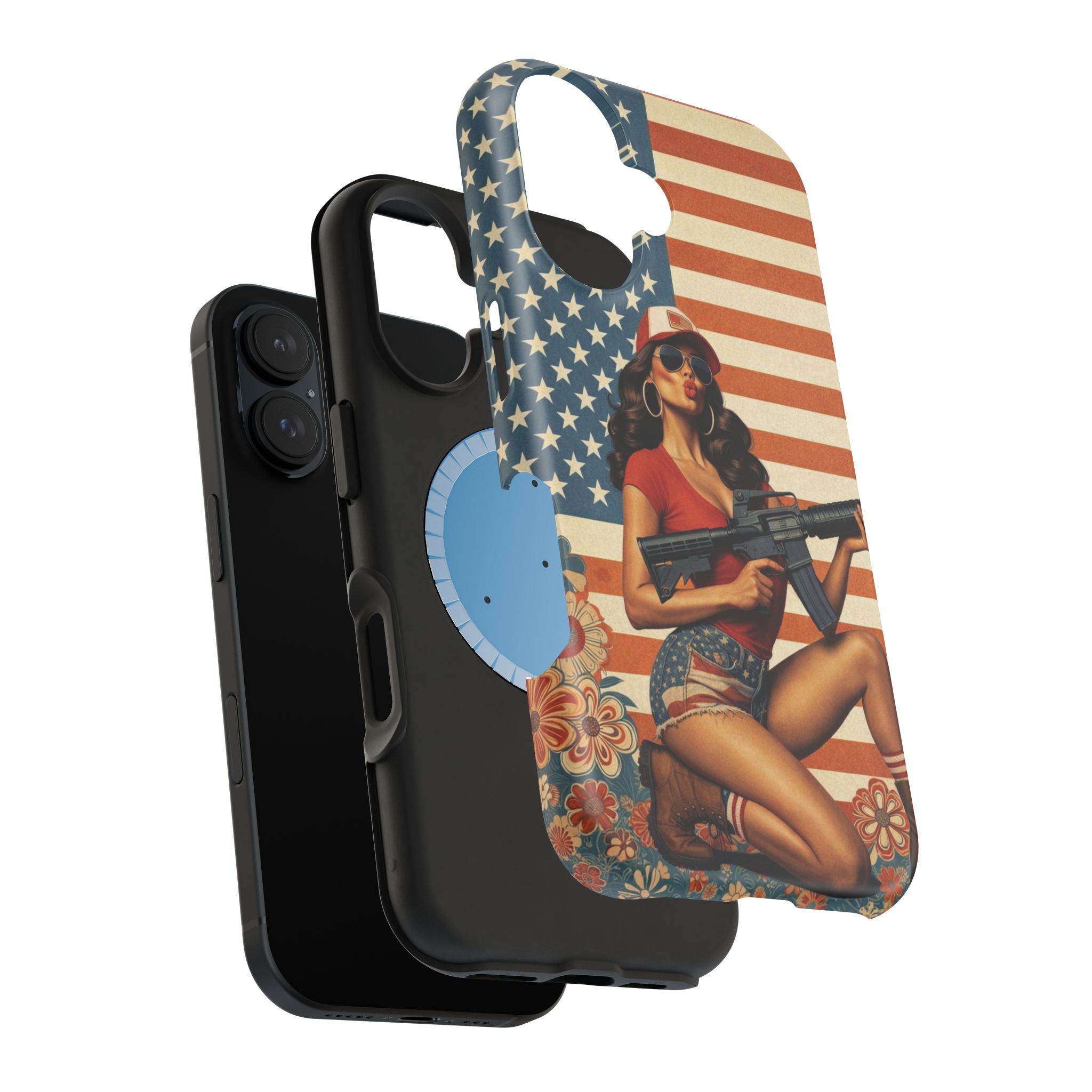 Americana AR-15 Pinup Girl - Magnetic Impact‑Resistant Phone Case  iPhone 13-17 / Samsung S26  MagSafe Compatible
