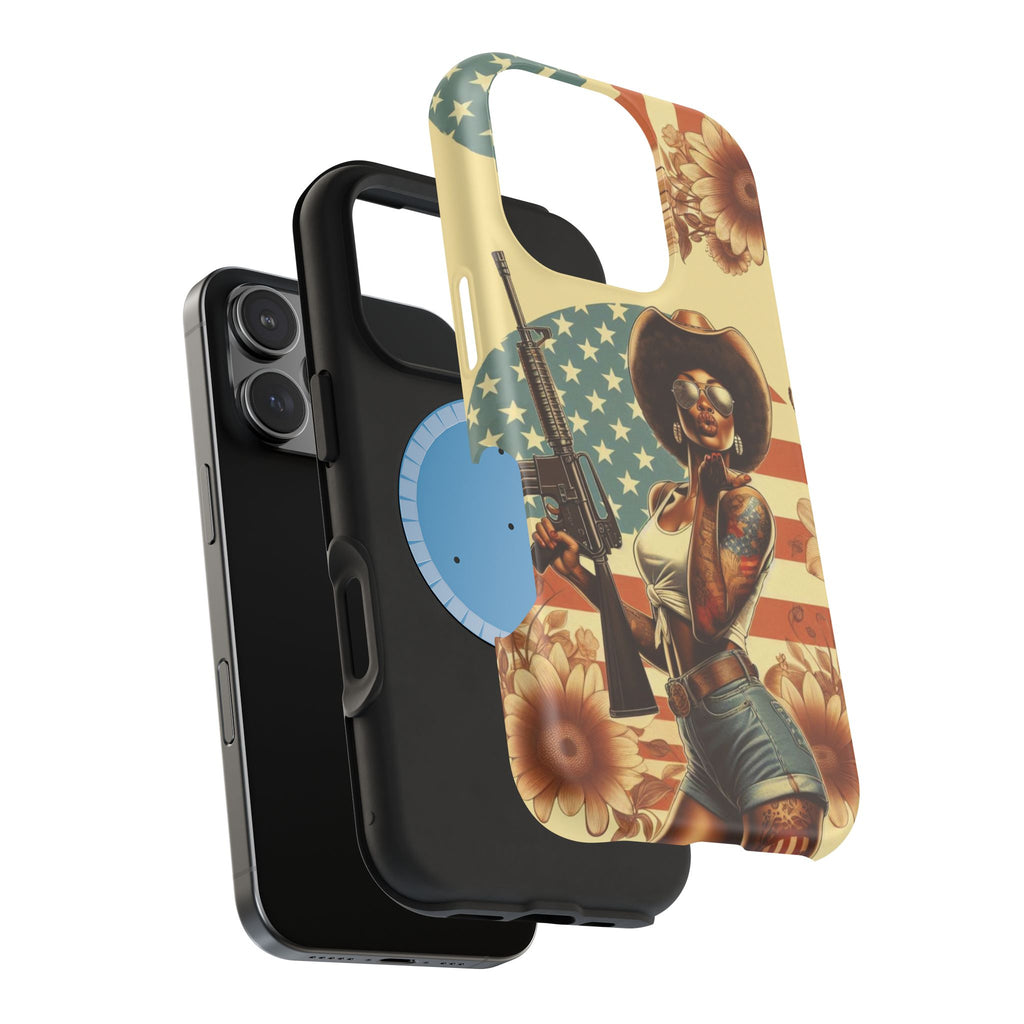 Americana AR-15 Pinup Girl - Magnetic Impact‑Resistant Phone Case  iPhone 13-17 / Samsung S26  MagSafe Compatible