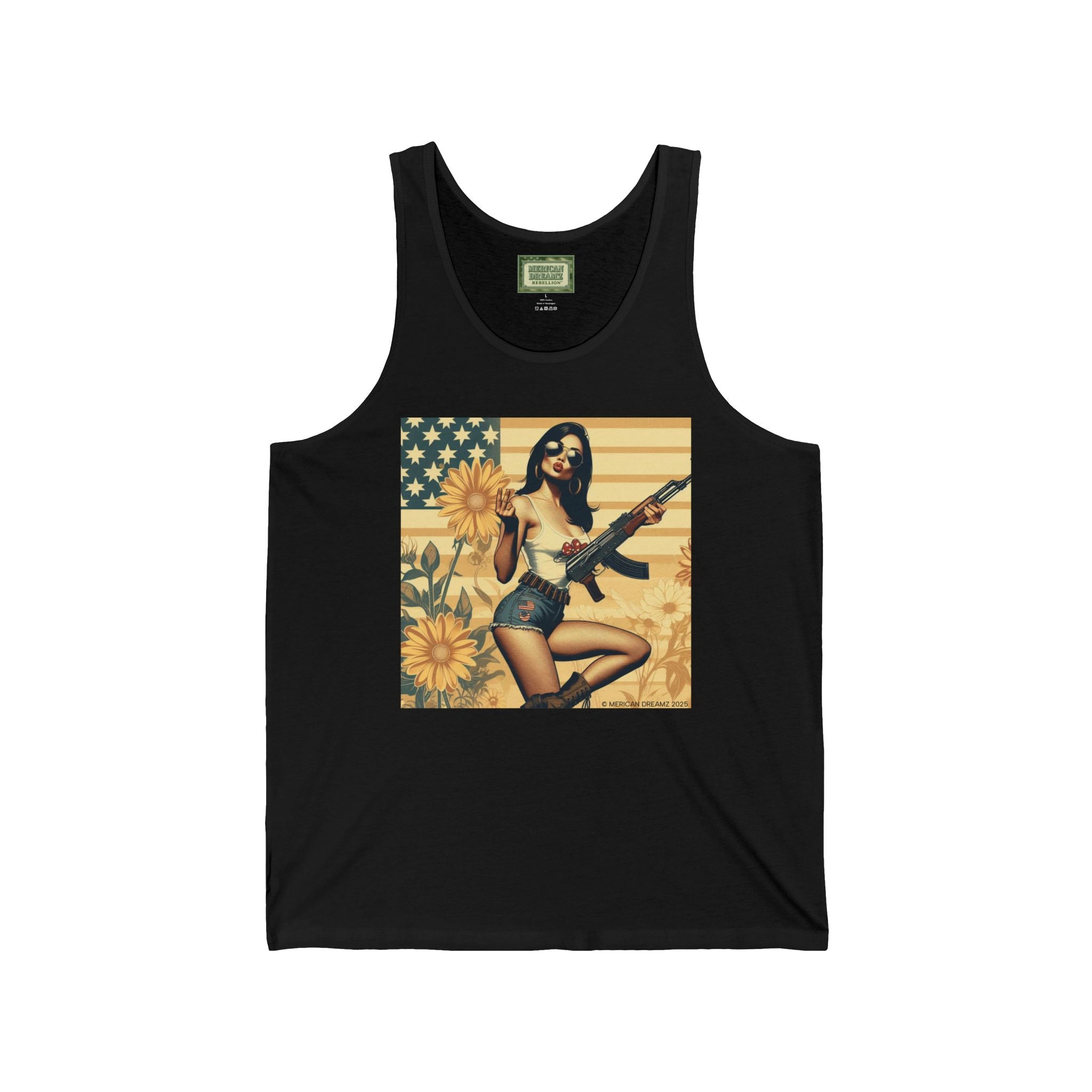 Patriotic Pin-Up Tank Top — Vintage American Flag Girl Graphic