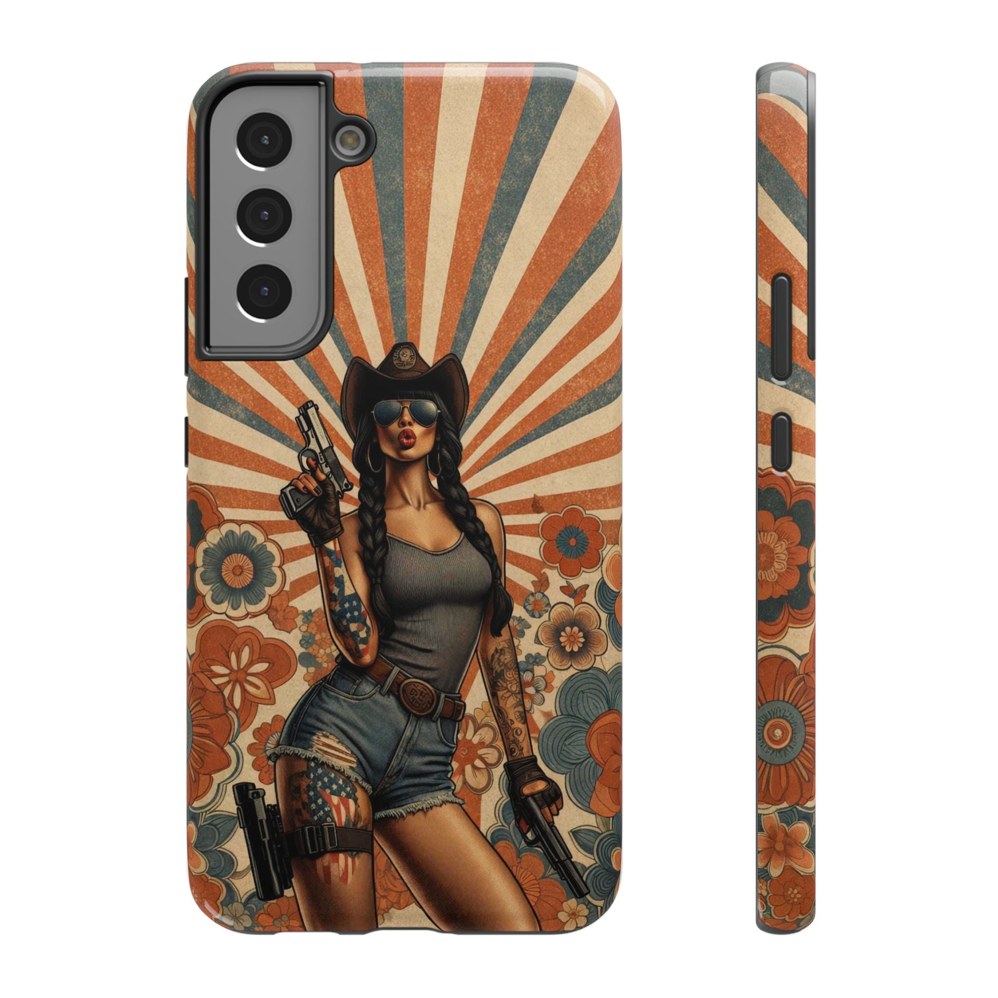 Americana 9mm Pinup Girl - Impact‑Resistant Phone Case   Samsung Galaxy Series S22 / S22+ / S22 Ultra - S25 / S25+ / S25 Ultra