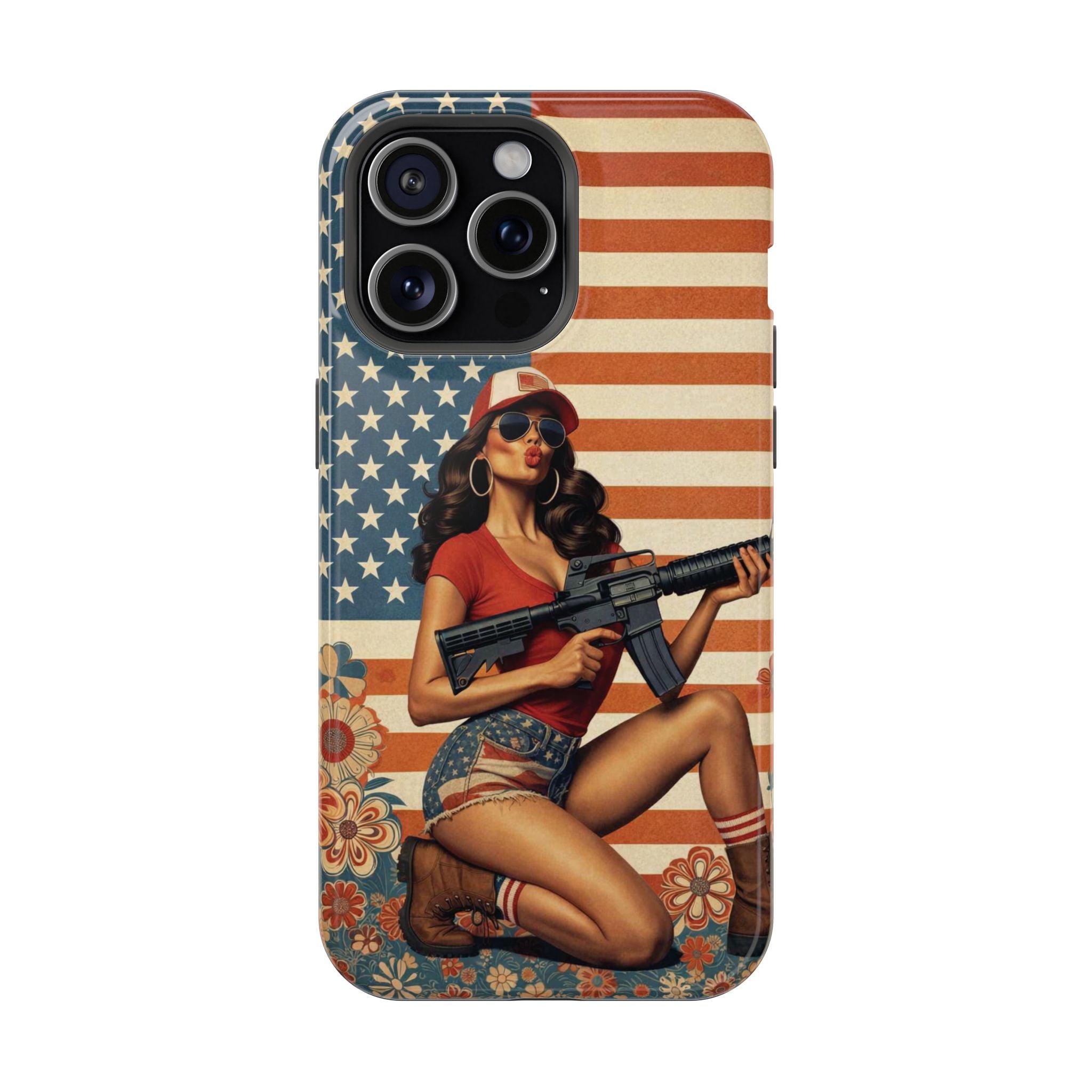 Americana AR-15 Pinup Girl - Magnetic Impact‑Resistant Phone Case  iPhone 13-17 / Samsung S26  MagSafe Compatible