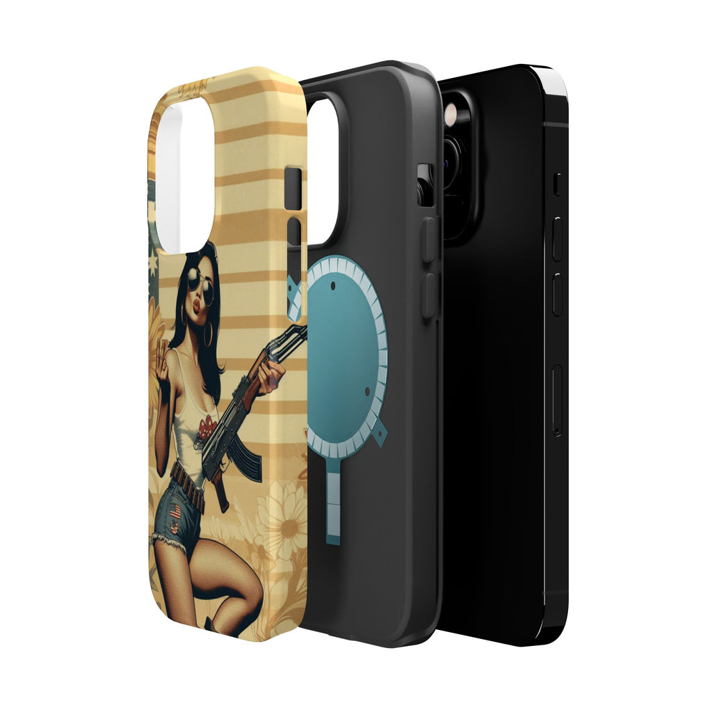 Americana AK-47 Pinup Girl - Magnetic Impact‑Resistant Phone Case  iPhone 13-17 / Samsung S26  MagSafe Compatible