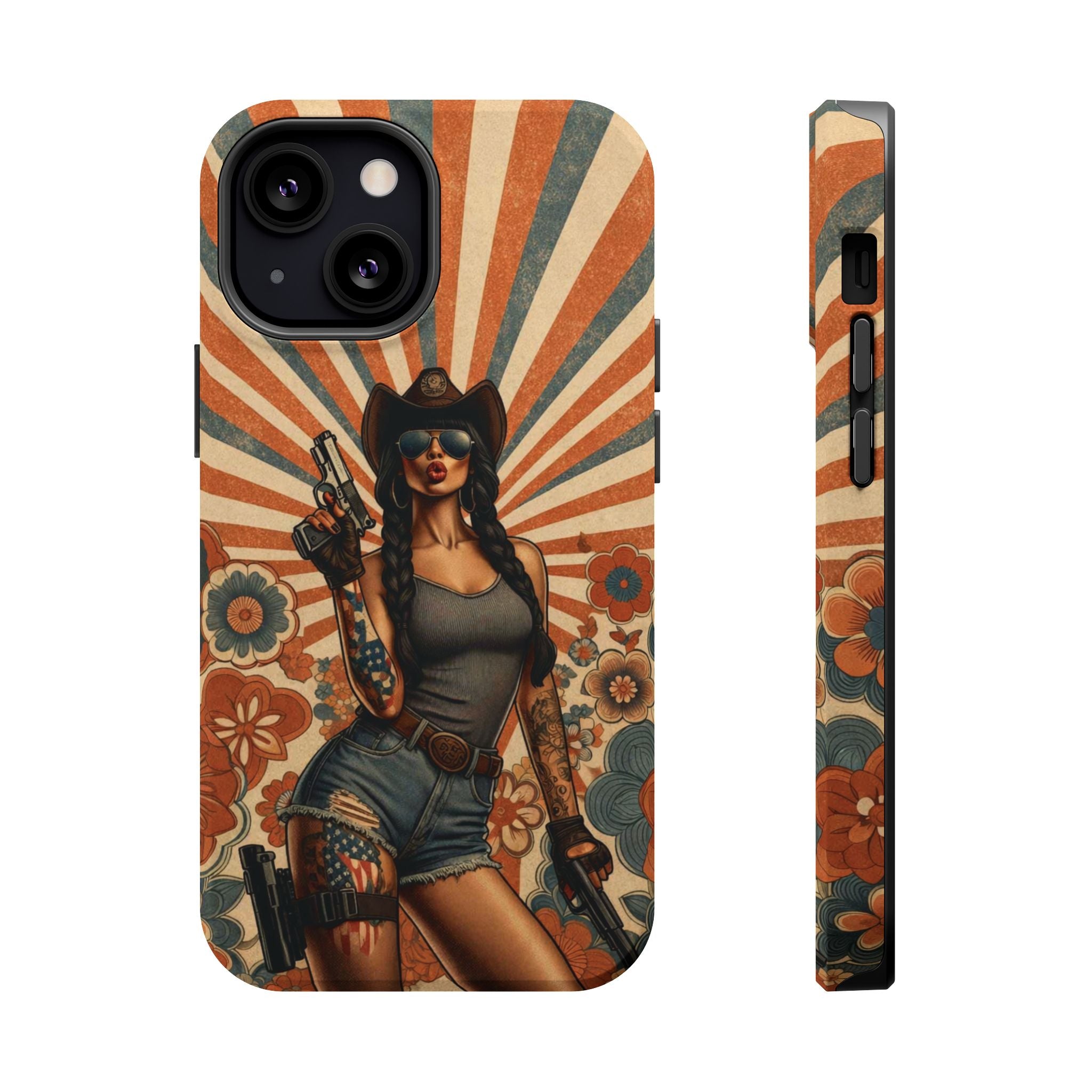 Americana 9mm Pinup Girl - Magnetic Impact‑Resistant Phone Case  iPhone 13-17 / Samsung S26  MagSafe Compatible