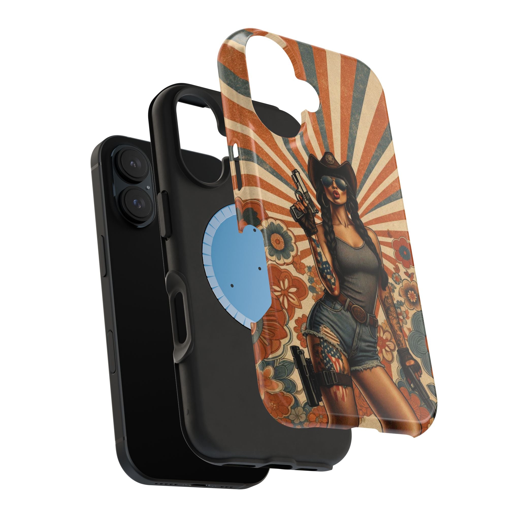 Americana 9mm Pinup Girl - Magnetic Impact‑Resistant Phone Case  iPhone 13-17 / Samsung S26  MagSafe Compatible