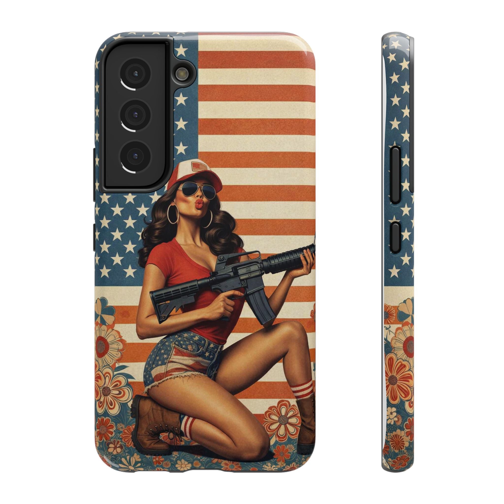 Americana AR-15 Pinup Girl - Impact‑Resistant Phone Case   Samsung Galaxy Series S22 / S22+ / S22 Ultra - S25 / S25+ / S25 Ultra