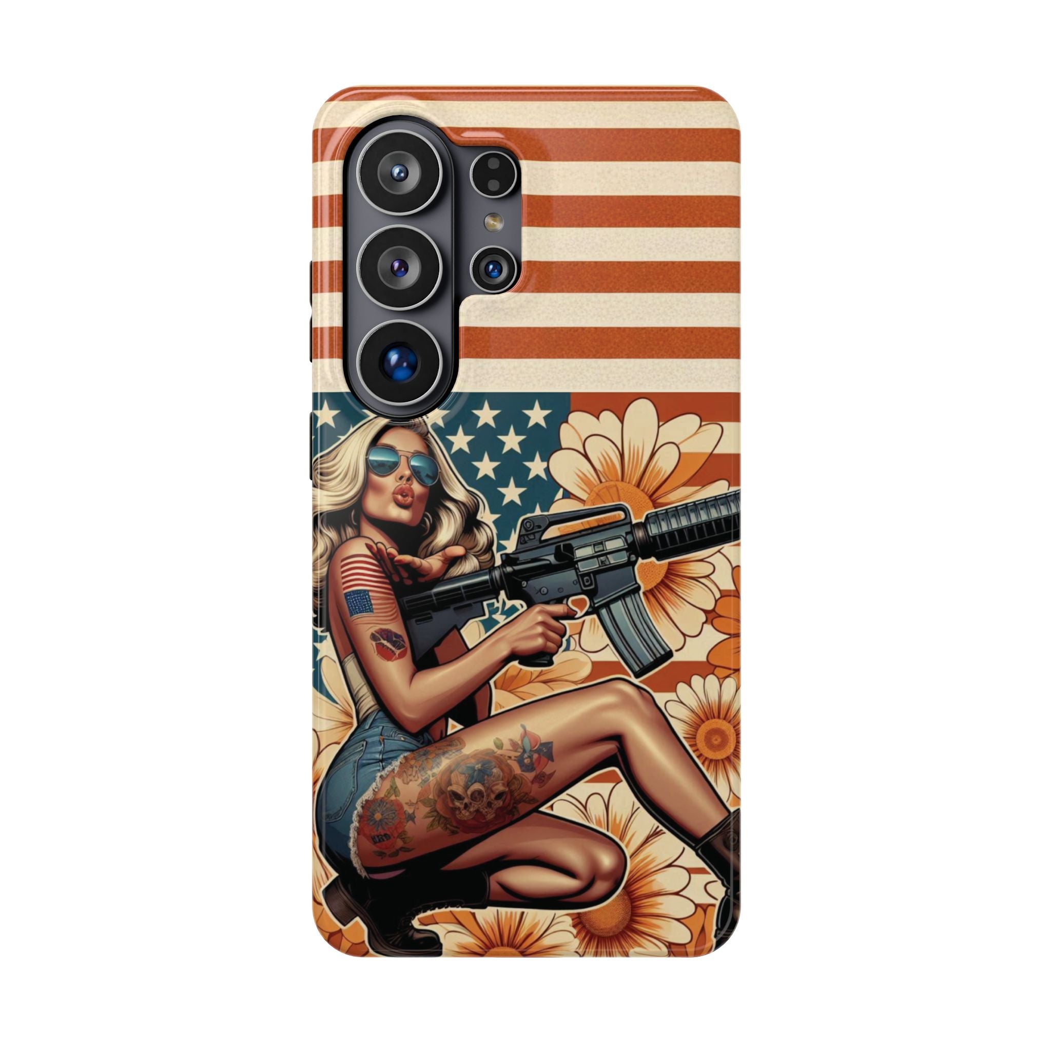 Americana AR-15 Pinup Girl - Magnetic Impact‑Resistant Phone Case  iPhone 13-17 / Samsung S26  MagSafe Compatible