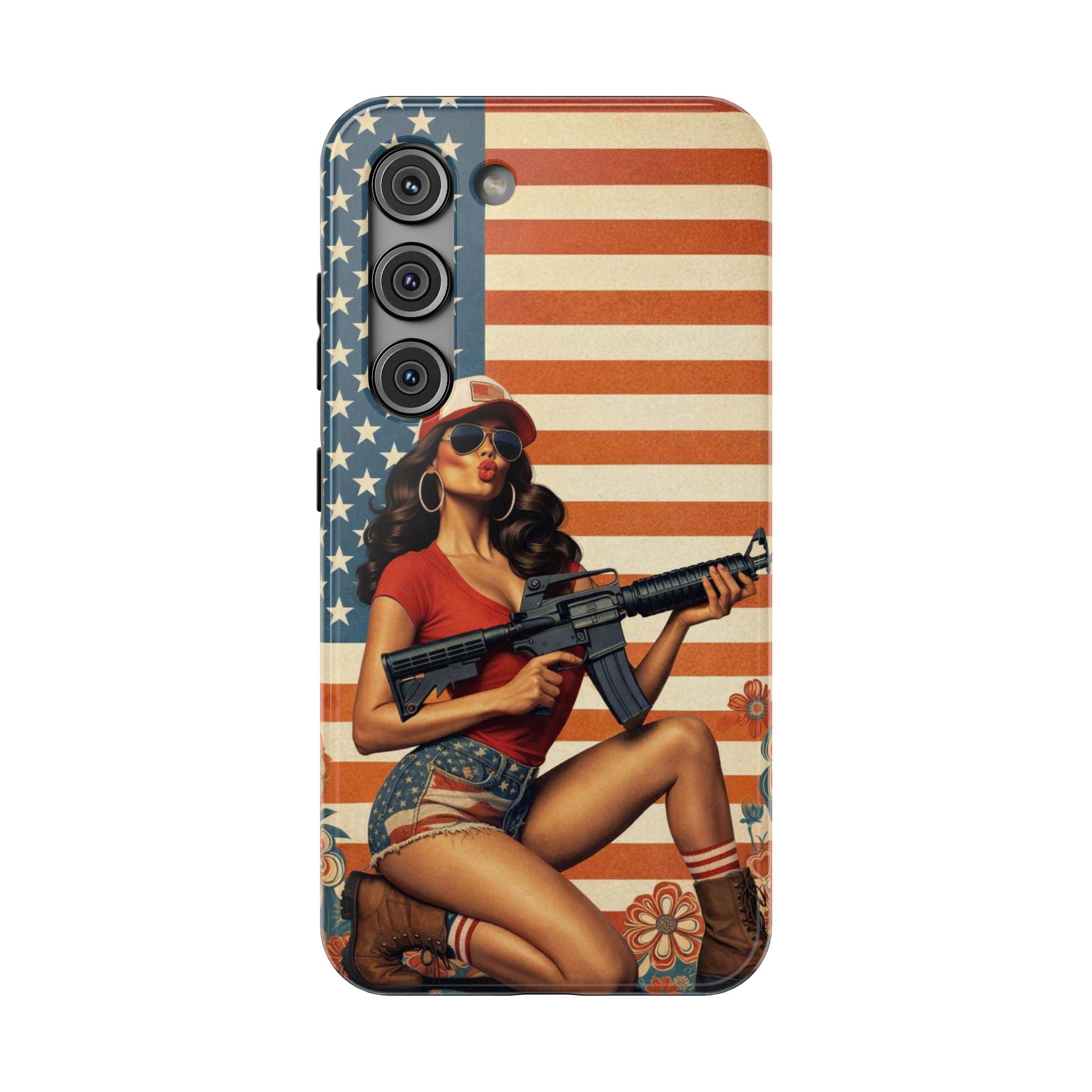 Americana AR-15 Pinup Girl - Impact‑Resistant Phone Case   Samsung Galaxy Series S22 / S22+ / S22 Ultra - S25 / S25+ / S25 Ultra