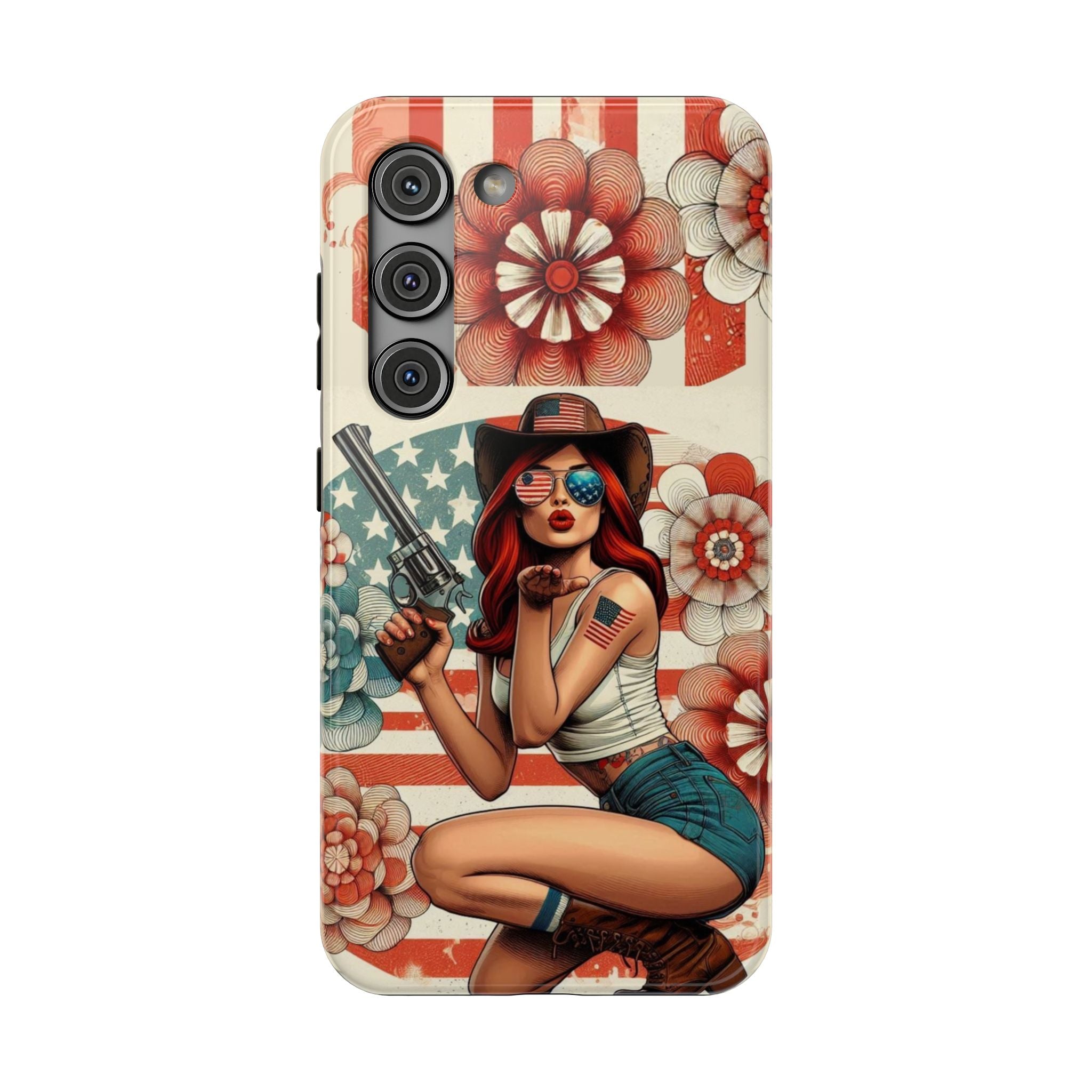 Americana 44 Magnum Pinup Girl - Impact‑Resistant Phone Case   Samsung Galaxy Series S22 / S22+ / S22 Ultra - S25 / S25+ / S25 Ultra