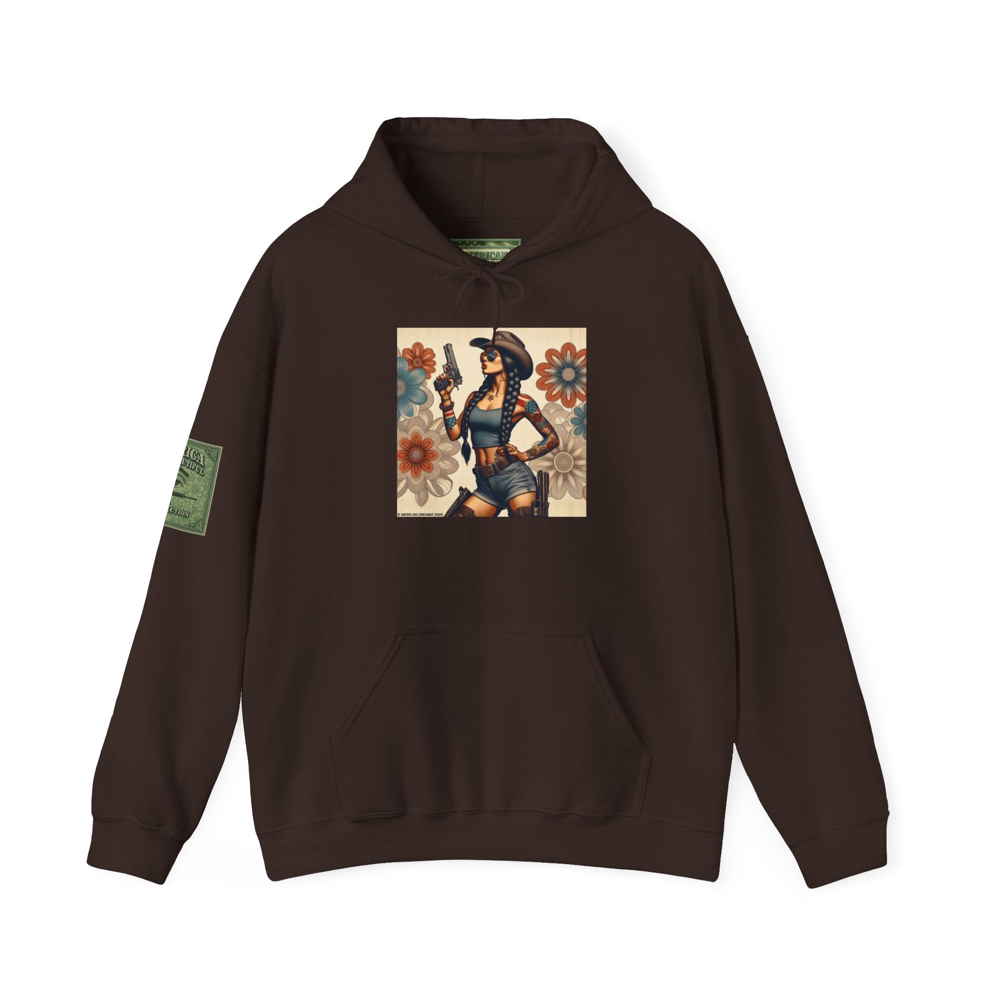 Retro Americana Pinup Gunslinger Hoodie — Vintage Pinup Girls Pullover