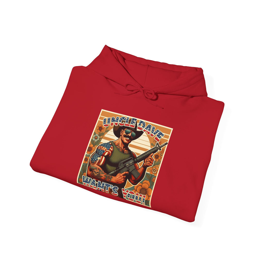 Patriotic 'Uncle Dave Wants You' Hoodie — Gunslinger Girls Rifle Retro Illustration (US Only)