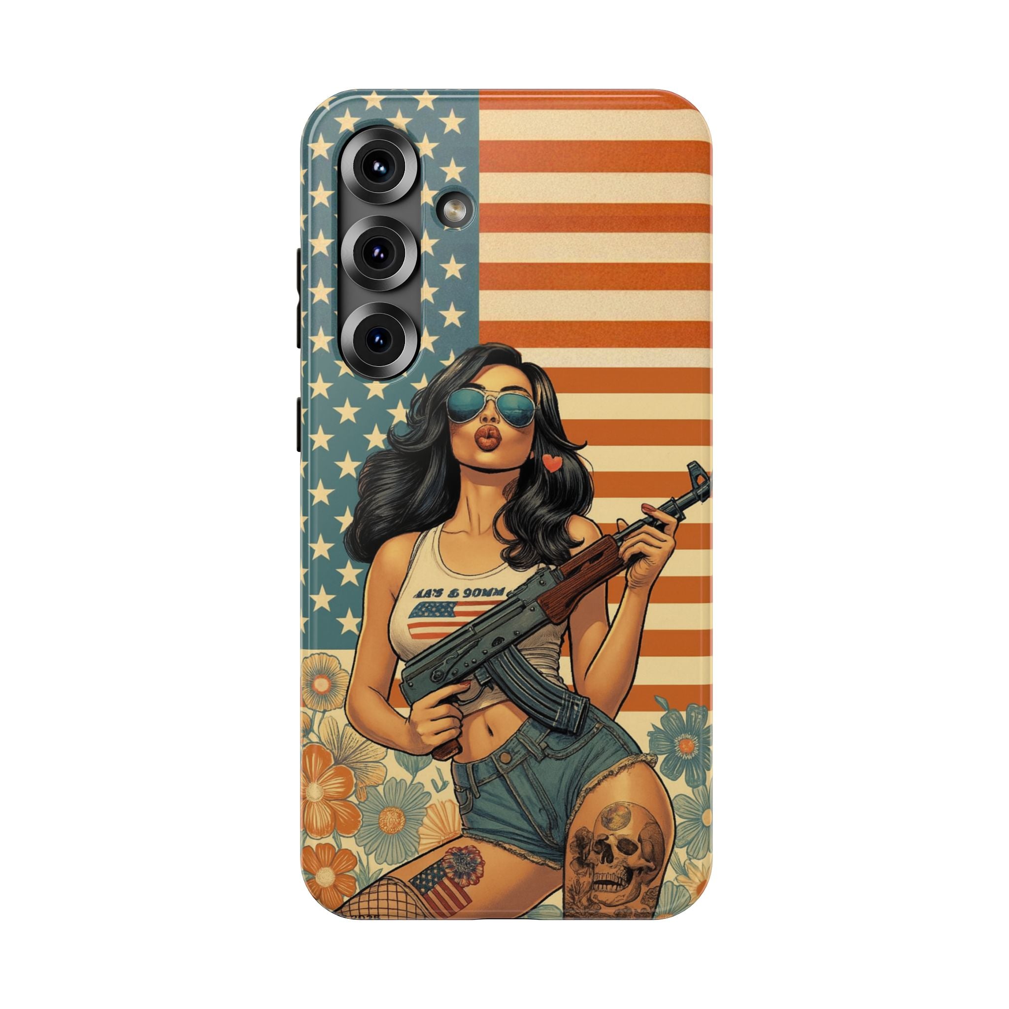 Americana AK-47 Pinup Girl - Impact‑Resistant Phone Case   Samsung Galaxy Series S22 / S22+ / S22 Ultra - S25 / S25+ / S25 Ultra