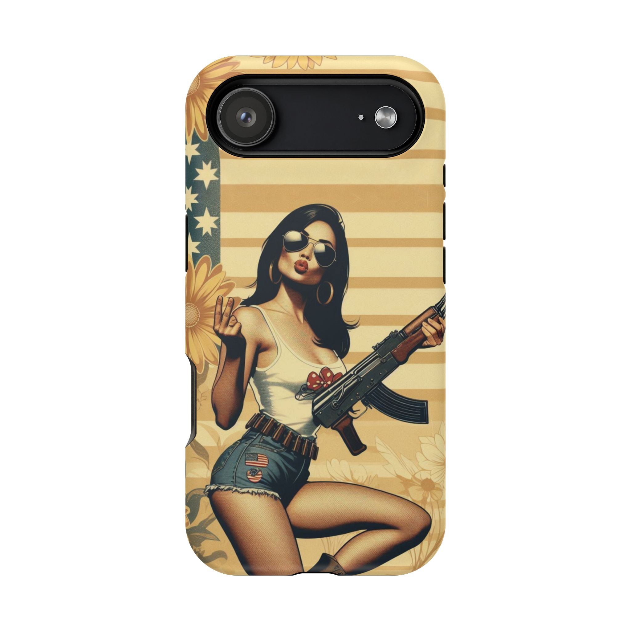 Americana AK-47 Pinup Girl - Magnetic Impact‑Resistant Phone Case  iPhone 13-17 / Samsung S26  MagSafe Compatible