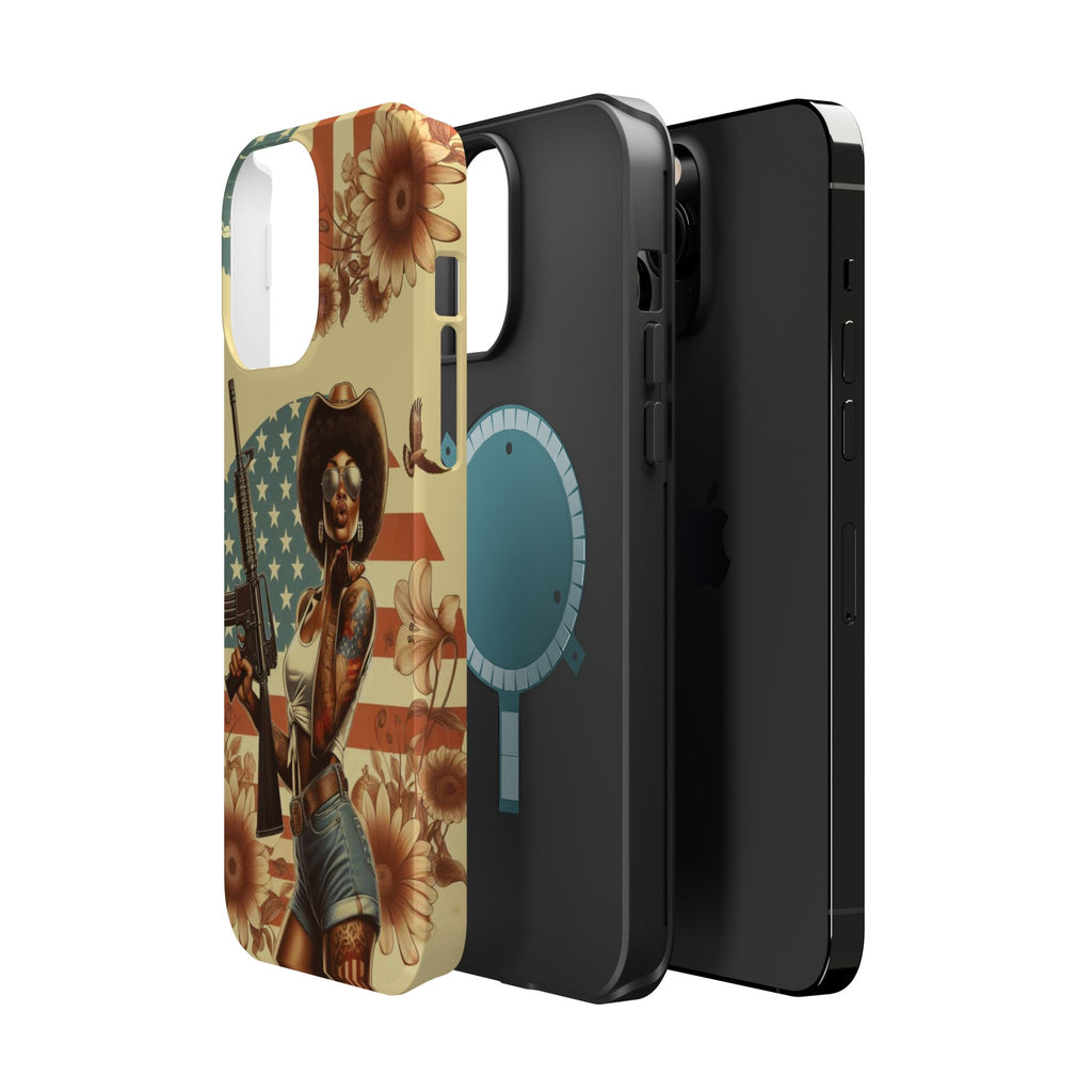 Americana AR-15 Pinup Girl - Magnetic Impact‑Resistant Phone Case  iPhone 13-17 / Samsung S26  MagSafe Compatible