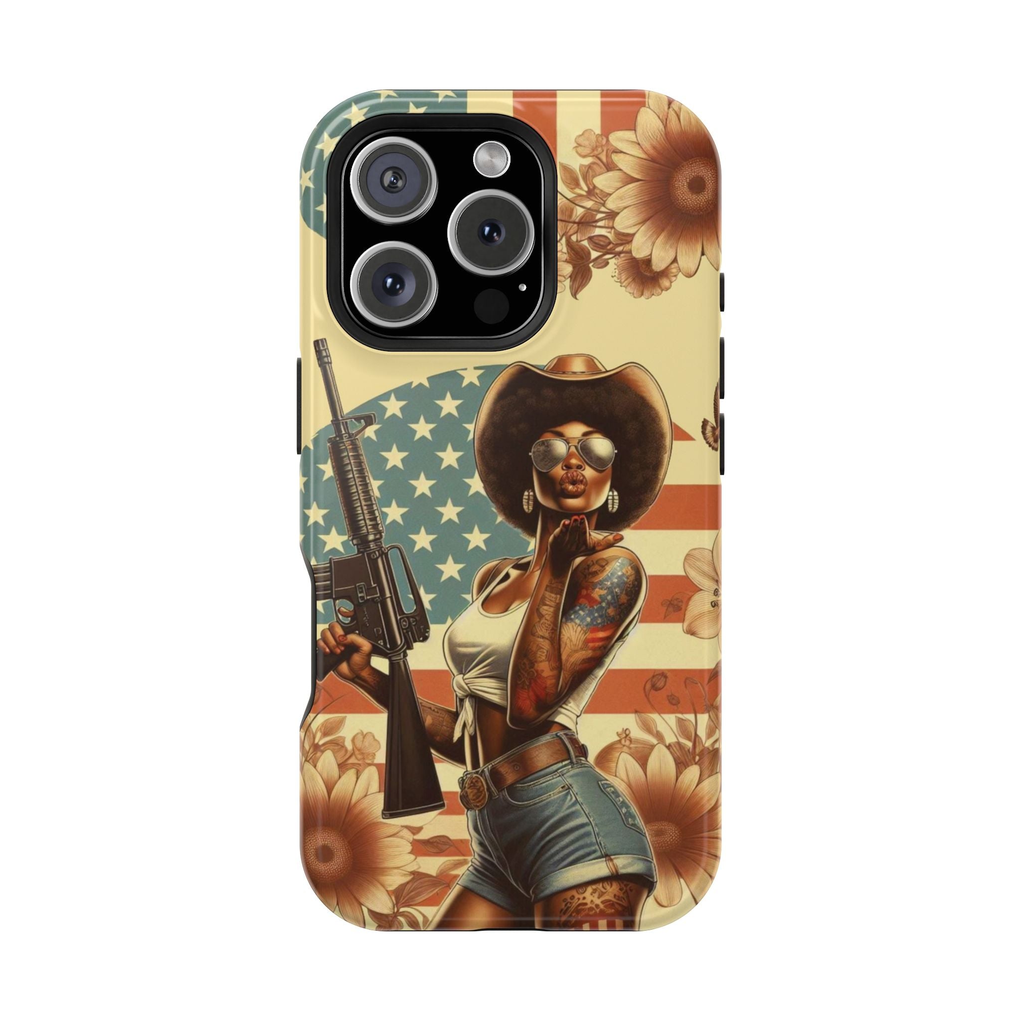 Americana AR-15 Pinup Girl - Magnetic Impact‑Resistant Phone Case  iPhone 13-17 / Samsung S26  MagSafe Compatible