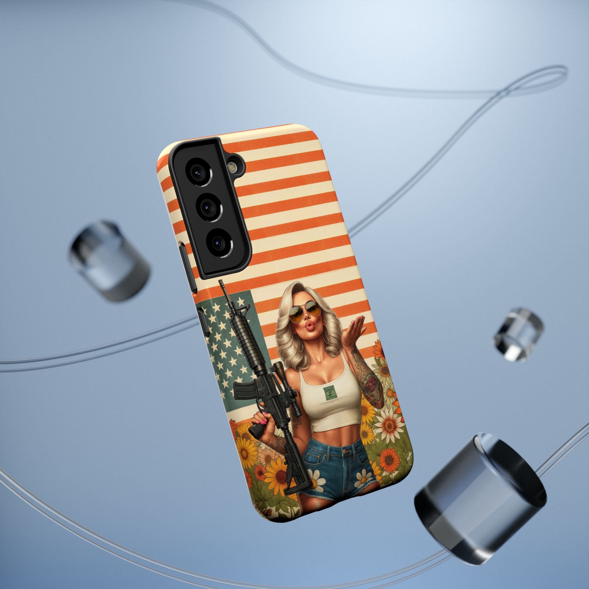 Americana AR-15 Pinup Girl - Impact‑Resistant Phone Case   Samsung Galaxy Series S22 / S22+ / S22 Ultra - S25 / S25+ / S25 Ultra