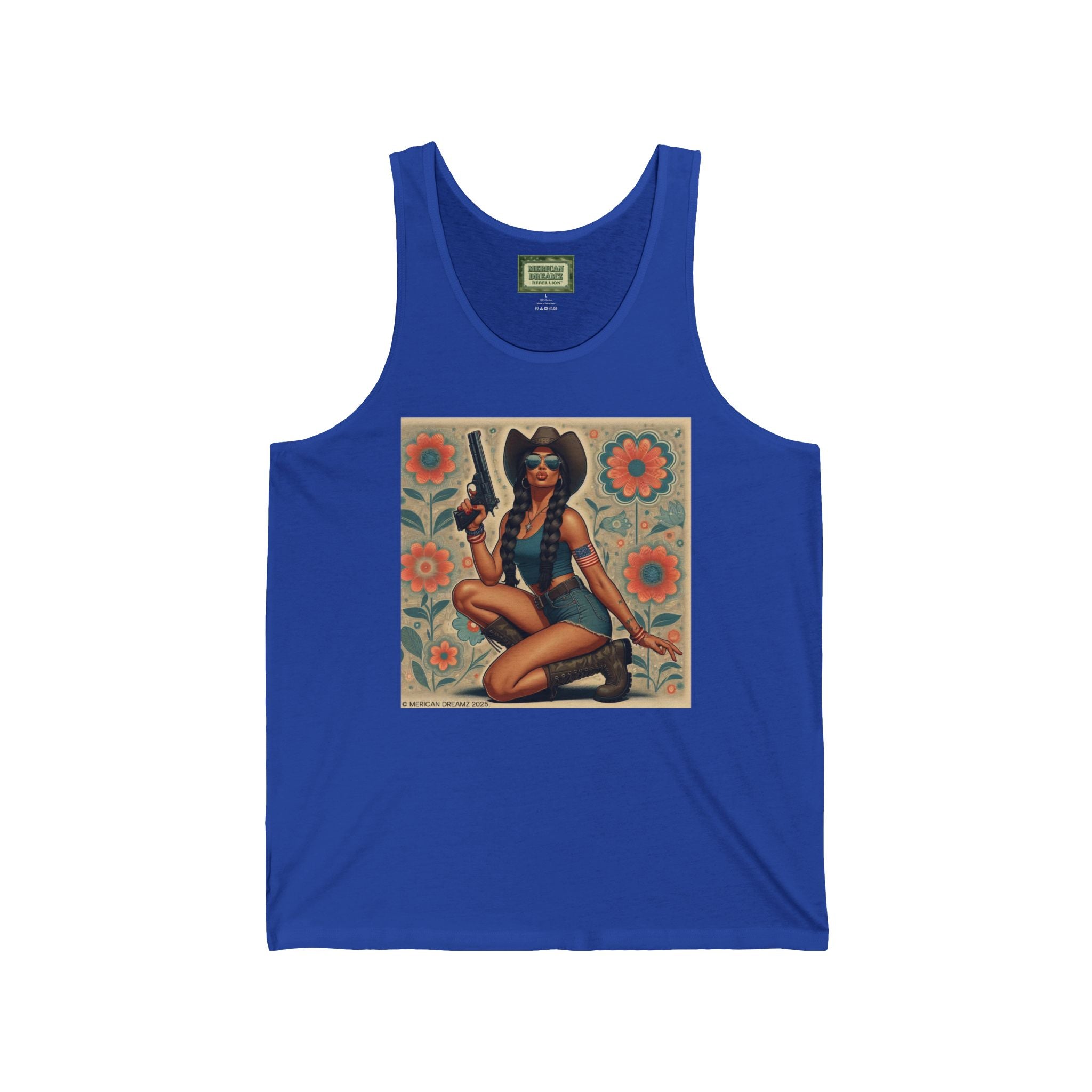 Patriotic Pin-Up Tank Top — Vintage American Flag Girl Graphic
