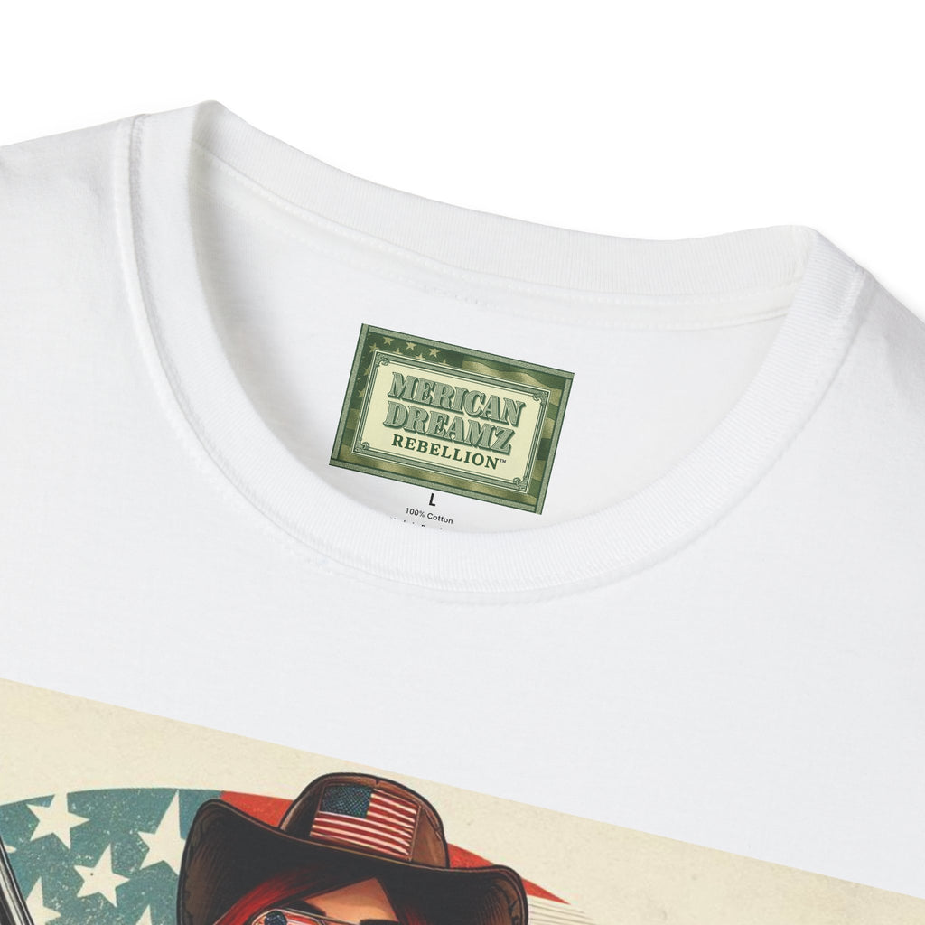 Pin-Up Americana T-Shirt — Retro Floral Gun Cowgirl Vintage Style (US Only)