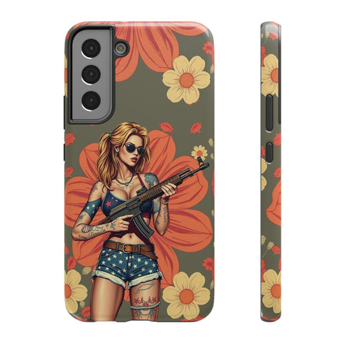 Americana AK-47 Pinup Girl - Impact‑Resistant Phone Case   Samsung Galaxy Series S22 / S22+ / S22 Ultra - S25 / S25+ / S25 Ultra
