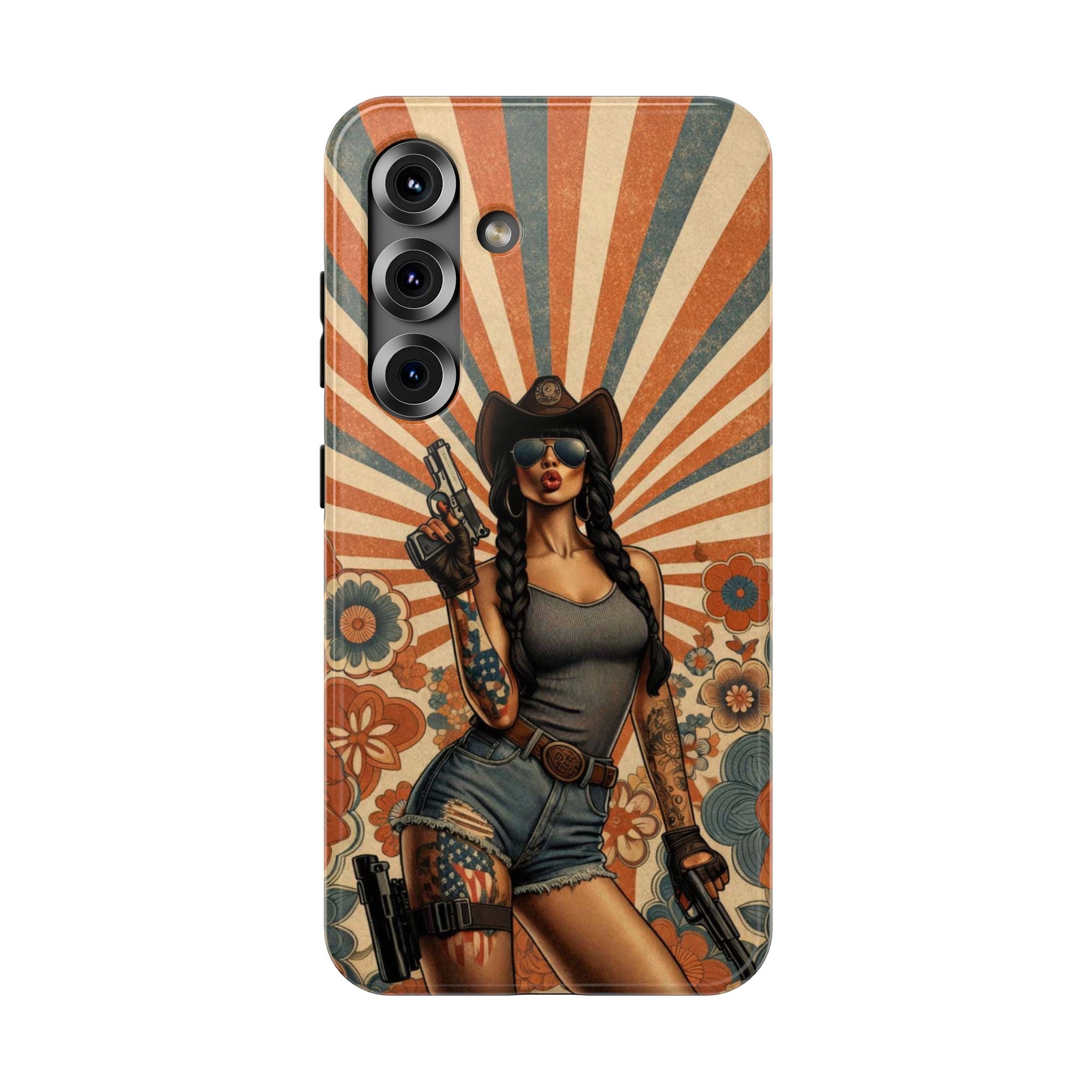 Americana 9mm Pinup Girl - Impact‑Resistant Phone Case   Samsung Galaxy Series S22 / S22+ / S22 Ultra - S25 / S25+ / S25 Ultra