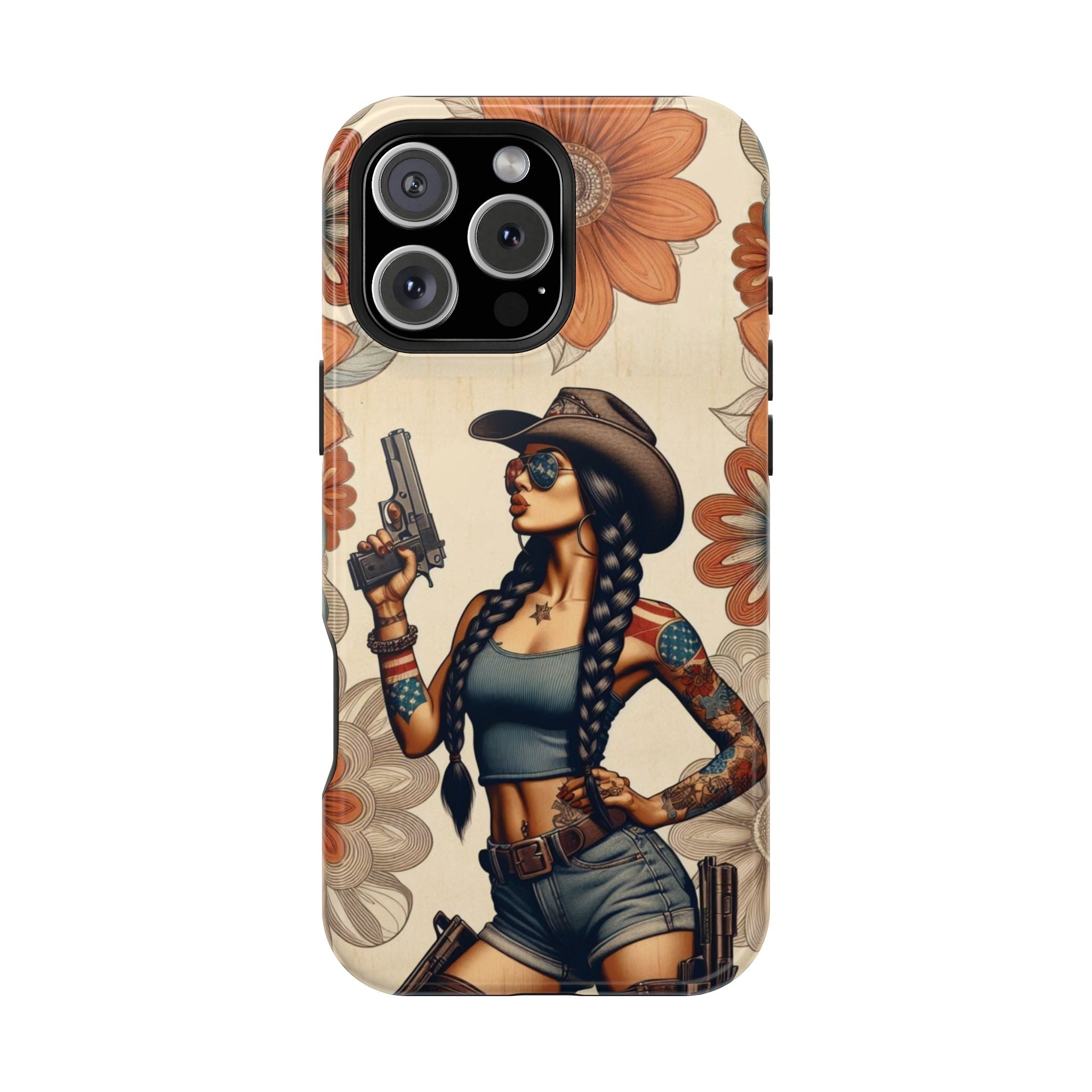 Americana 9mm Pinup Girl - Magnetic Impact‑Resistant Phone Case  iPhone 13-17 / Samsung S26  MagSafe Compatible