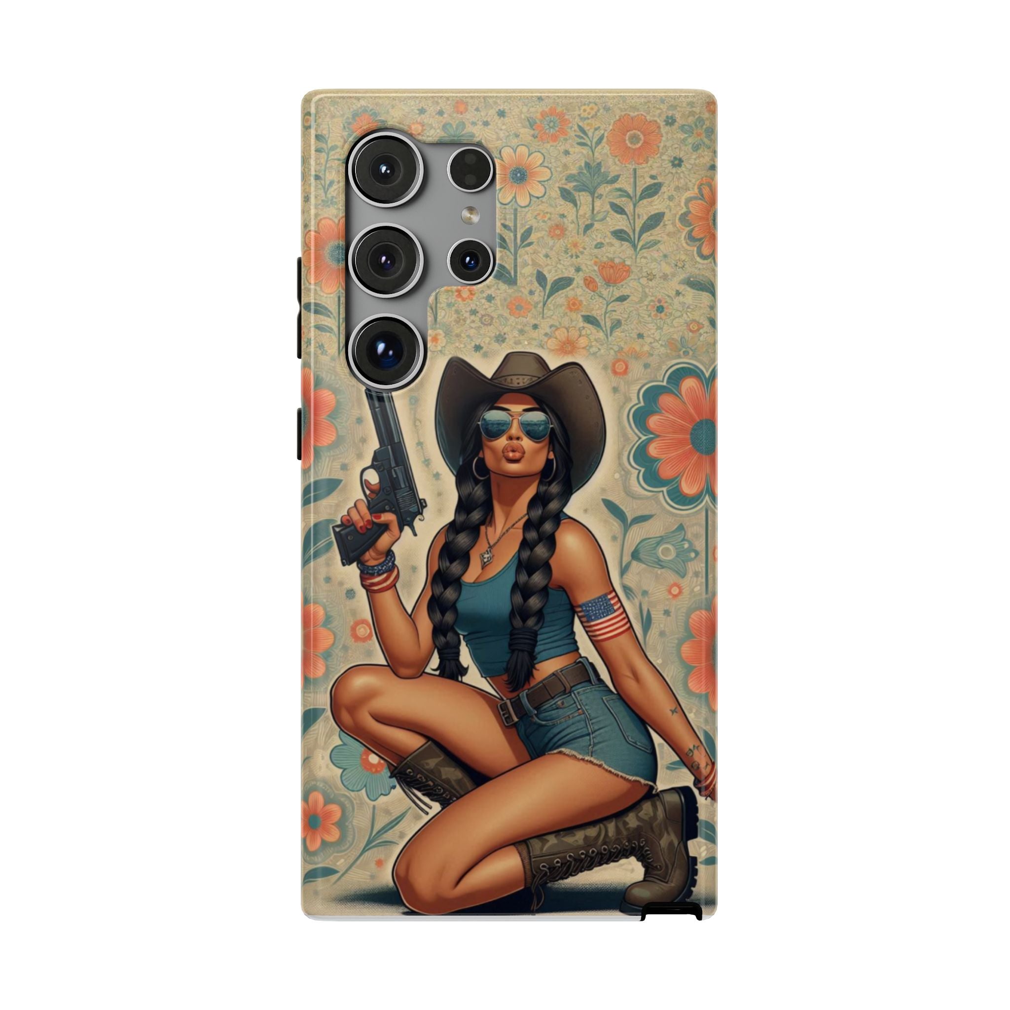 Americana 9mm Pinup Girl - Impact‑Resistant Phone Case   Samsung Galaxy Series S22 / S22+ / S22 Ultra - S25 / S25+ / S25 Ultra