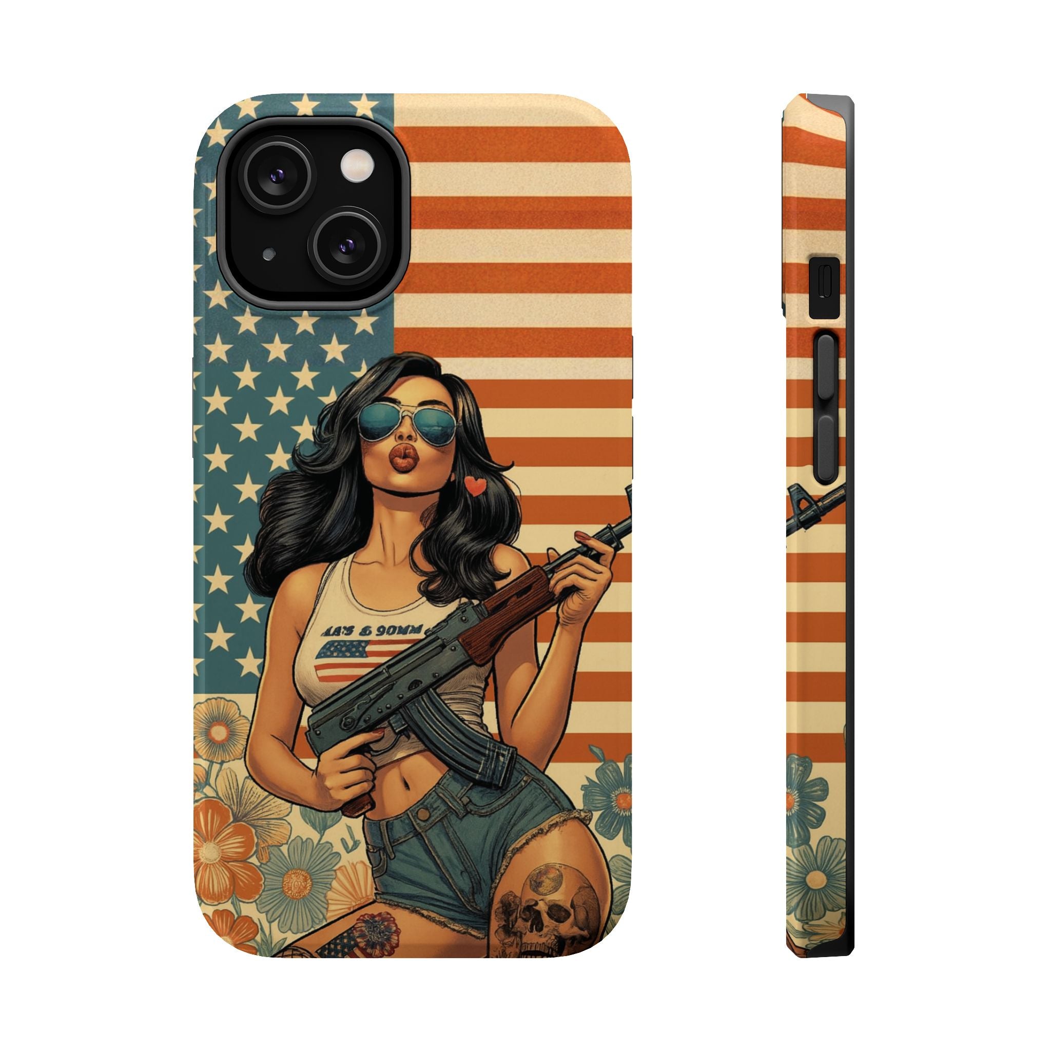 Americana AK-47 Pinup Girl - Magnetic Impact‑Resistant Phone Case  iPhone 13-17 / Samsung S26  MagSafe Compatible