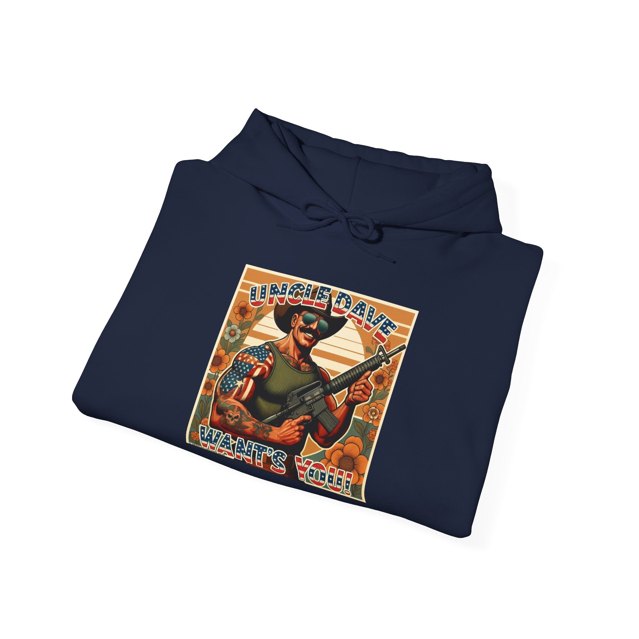 Patriotic 'Uncle Dave Wants You' Hoodie — Gunslinger Girls Rifle Retro Illustration (US Only)