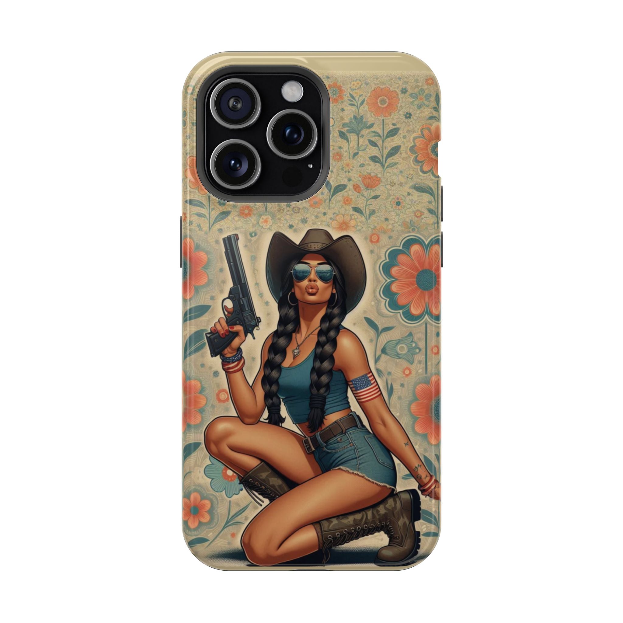 Americana 9mm Pinup Girl - Magnetic Impact‑Resistant Phone Case  iPhone 13-17 / Samsung S26  MagSafe Compatible