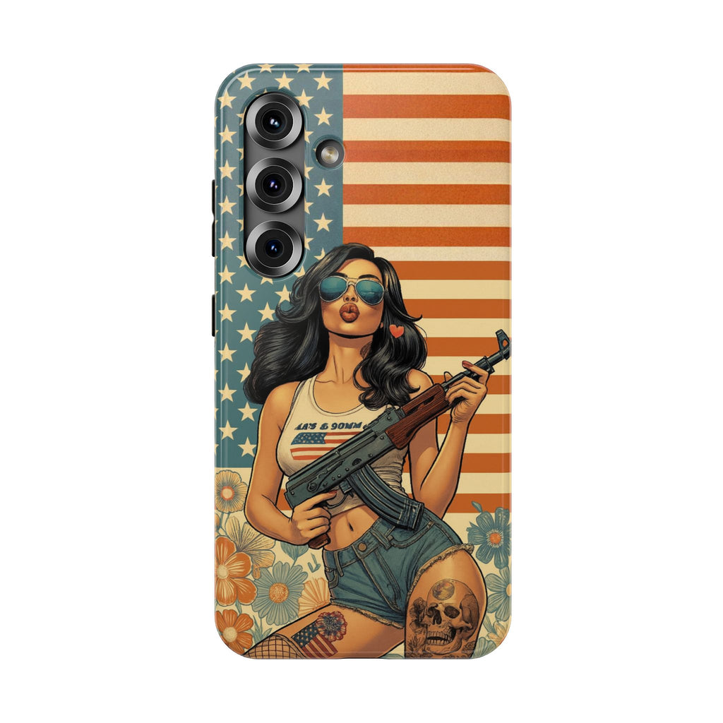 Americana AK-47 Pinup Girl - Impact‑Resistant Phone Case   Samsung Galaxy Series S22 / S22+ / S22 Ultra - S25 / S25+ / S25 Ultra