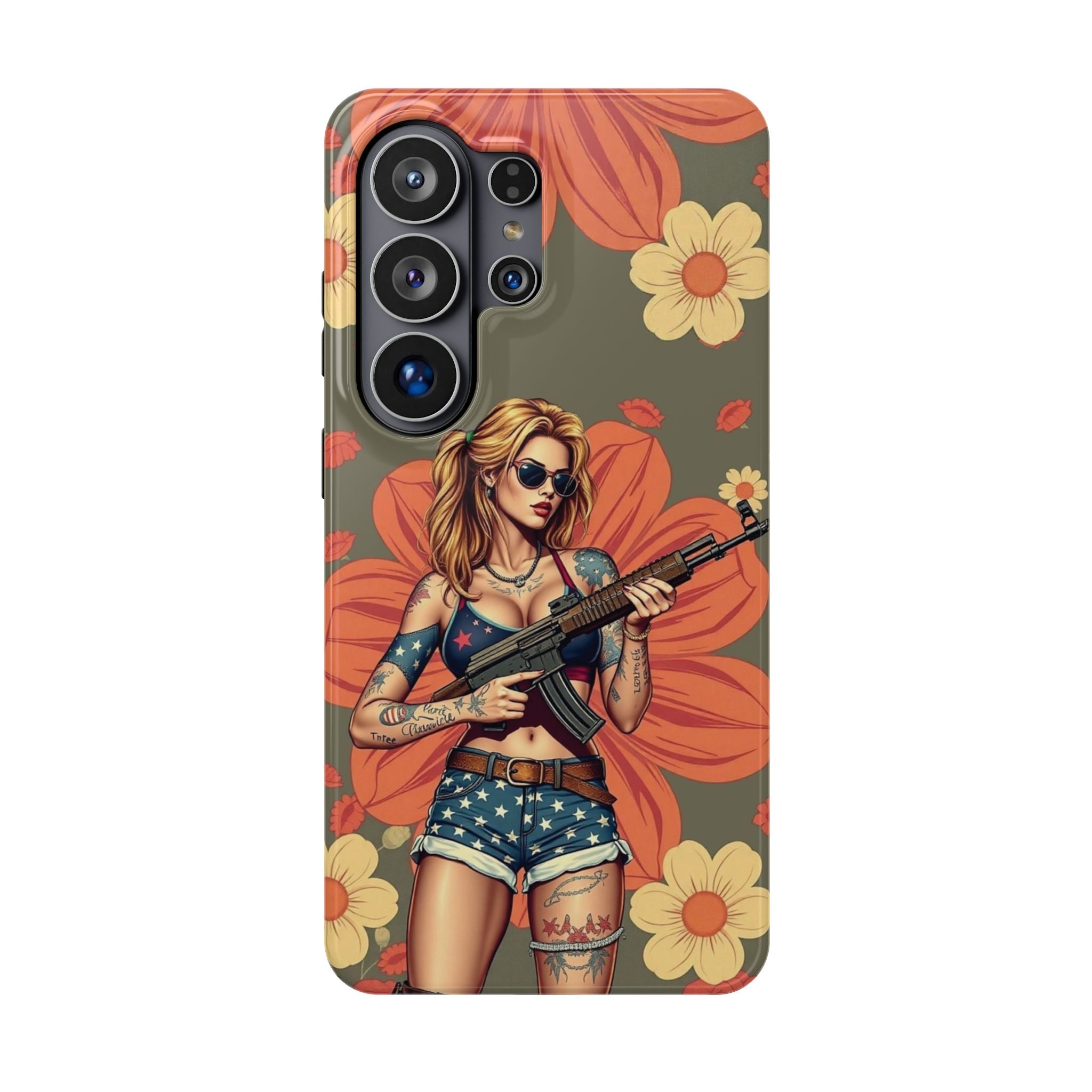 Americana AK-47 Pinup Girl - Magnetic Impact‑Resistant Phone Case  iPhone 13-17 / Samsung S26  MagSafe Compatible