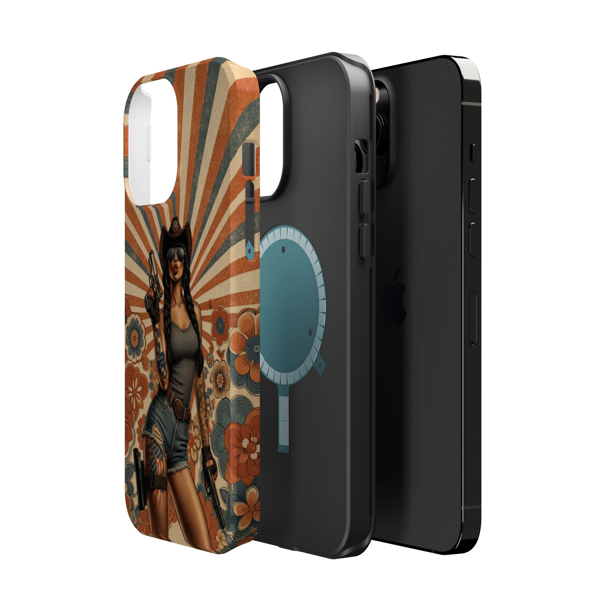 Americana 9mm Pinup Girl - Magnetic Impact‑Resistant Phone Case  iPhone 13-17 / Samsung S26  MagSafe Compatible
