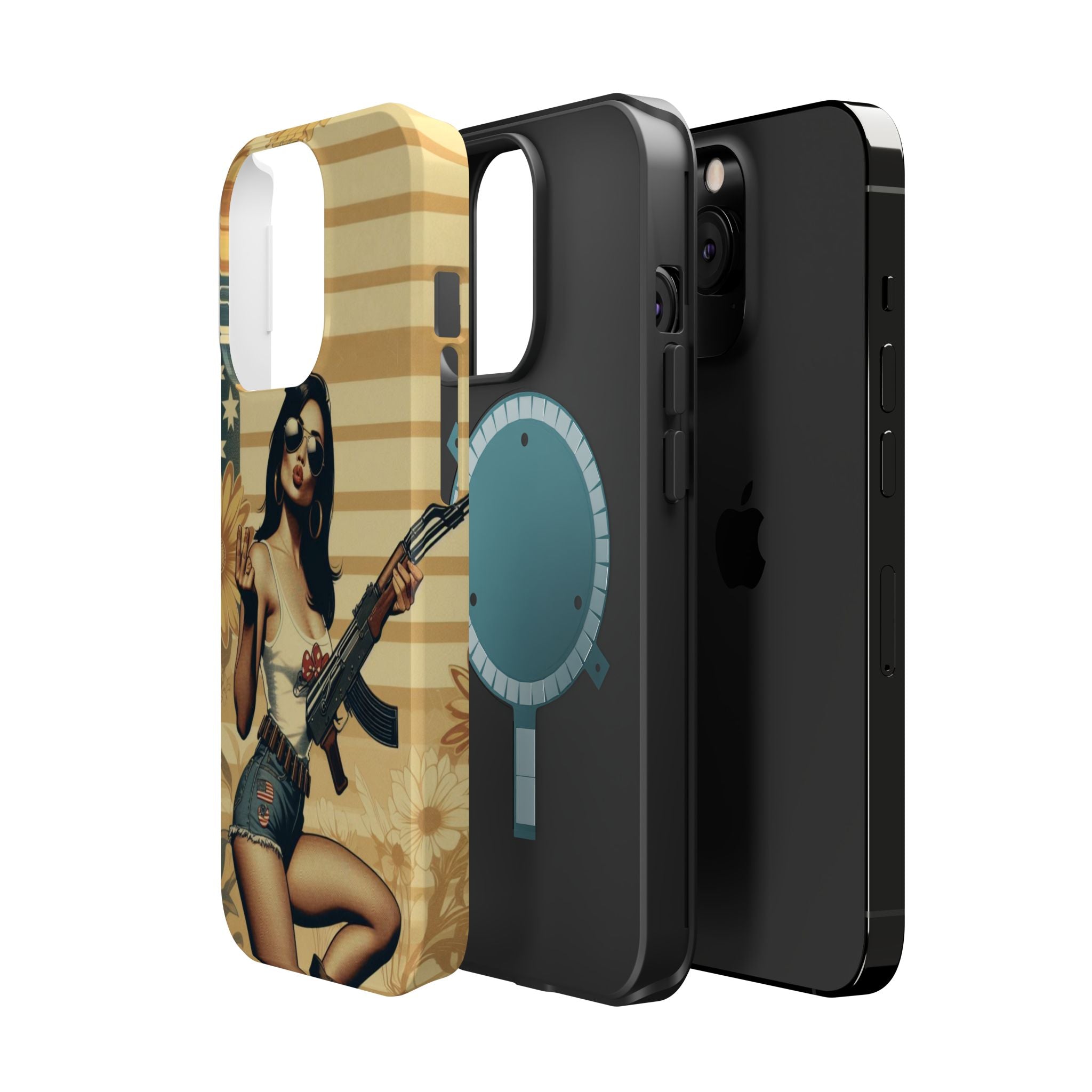 Americana AK-47 Pinup Girl - Magnetic Impact‑Resistant Phone Case  iPhone 13-17 / Samsung S26  MagSafe Compatible